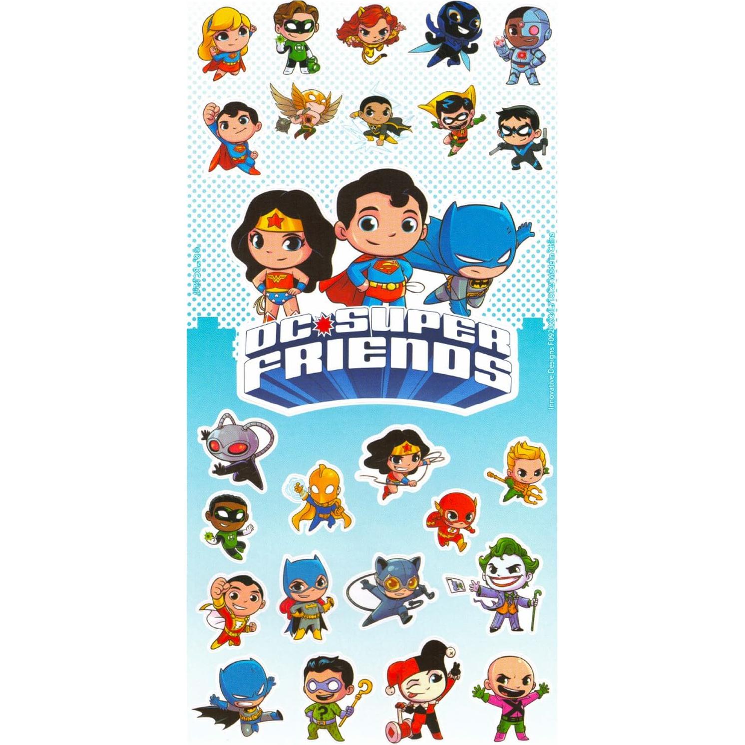 Calcomanías Liga de la Justicia DC Super Amigos - 12 Hojas