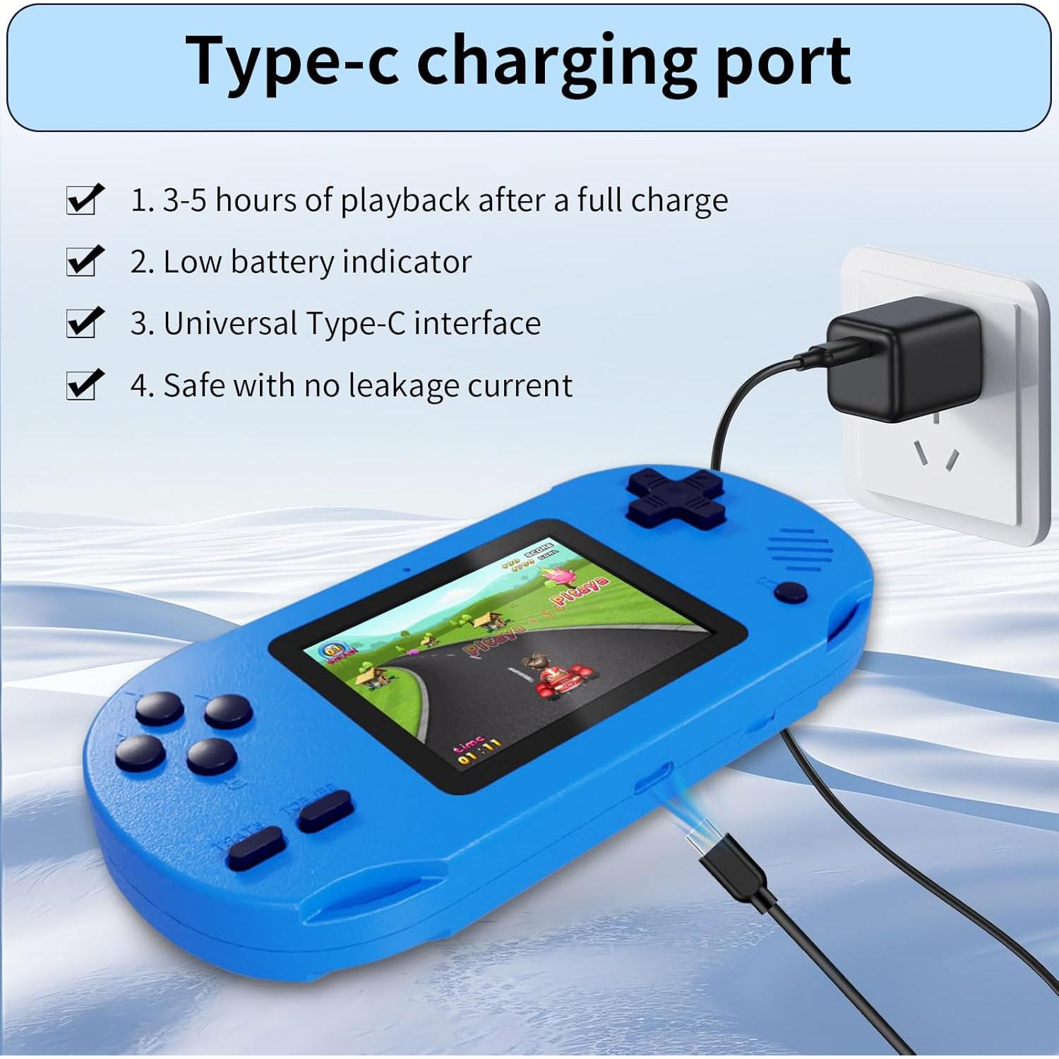 Consola de Juego Portátil Damcoola DJ02 - 300 Juegos, Pantalla 7.62 cm