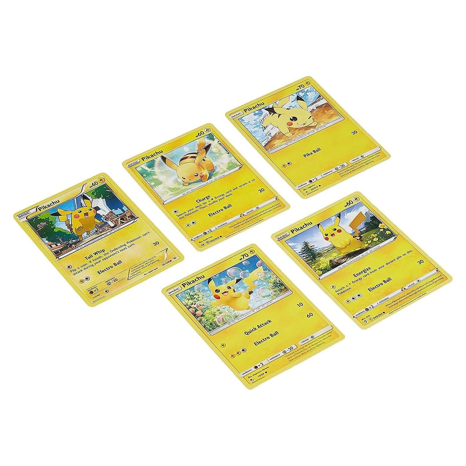 5 Tarjetas de Pokémon Pikachu Variadas - Colección