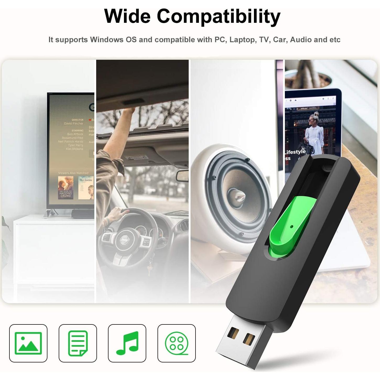 Unidad Flash USB 2.0 Aiibe 128GB Retráctil Verde