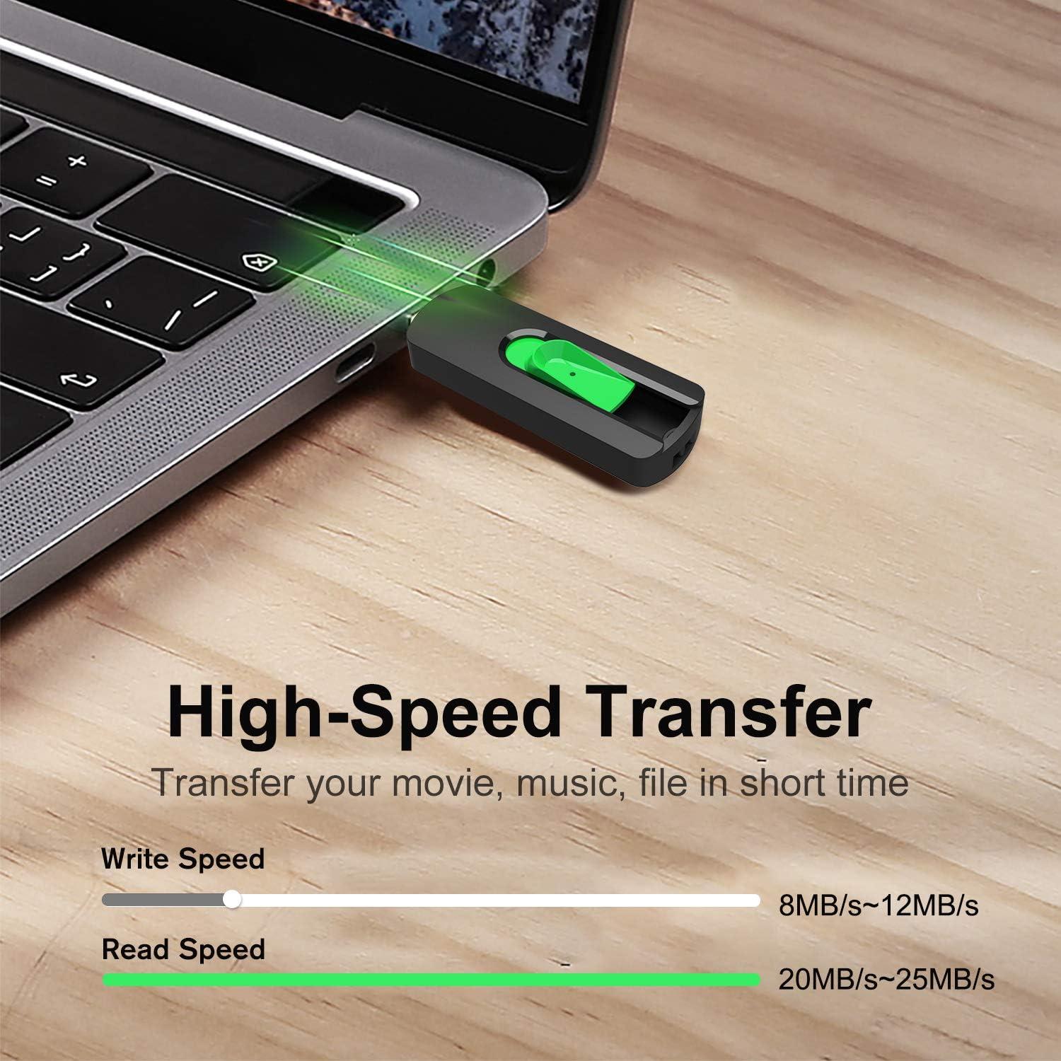 Unidad Flash USB 2.0 Aiibe 128GB Retráctil Verde