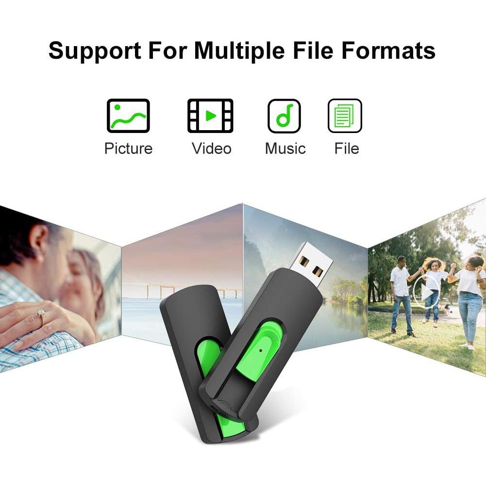 Unidad Flash USB 2.0 Aiibe 128GB Retráctil Verde