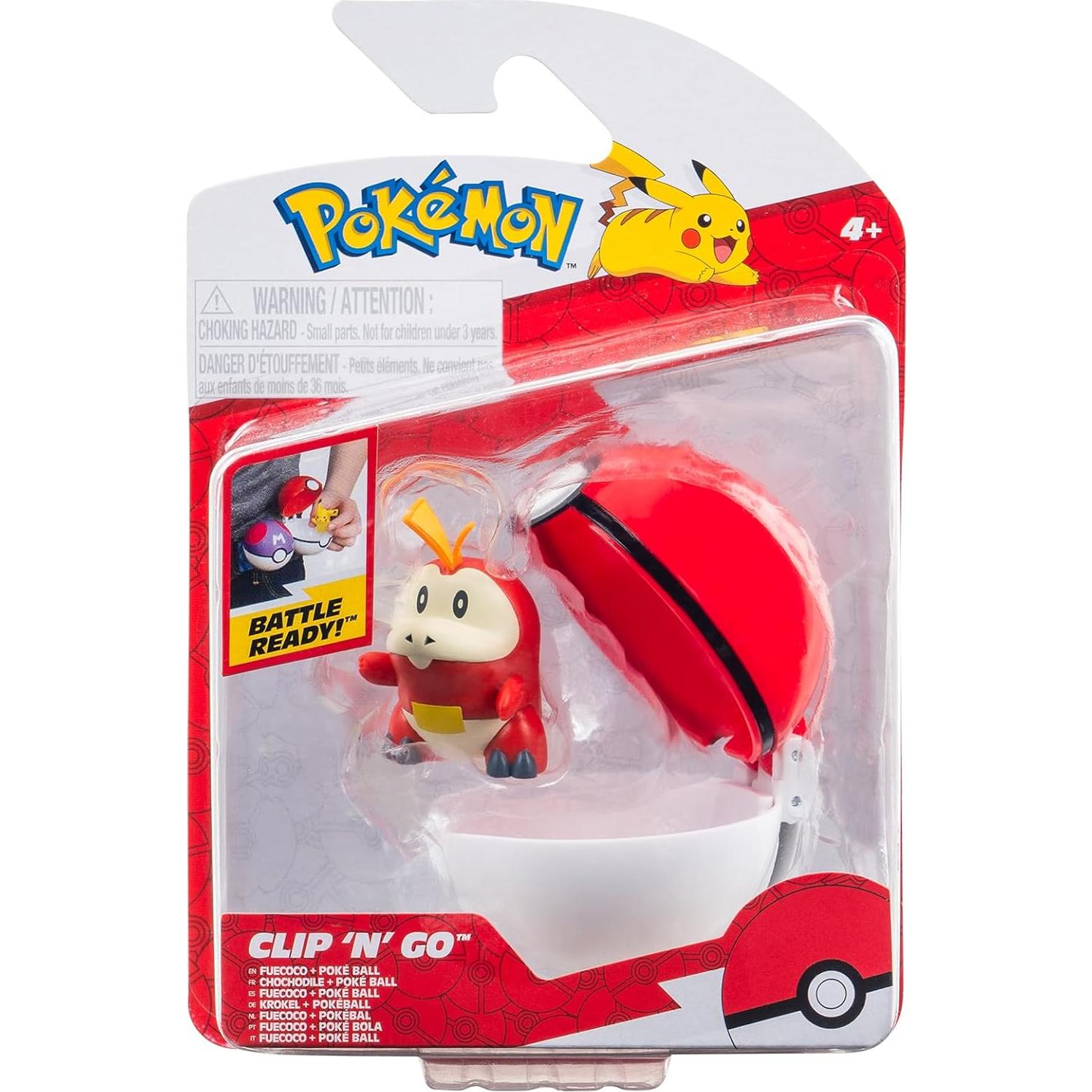Set Clip 'N' Go Fuecoco y Poké Ball Jazwares - Figura 5.08 cm