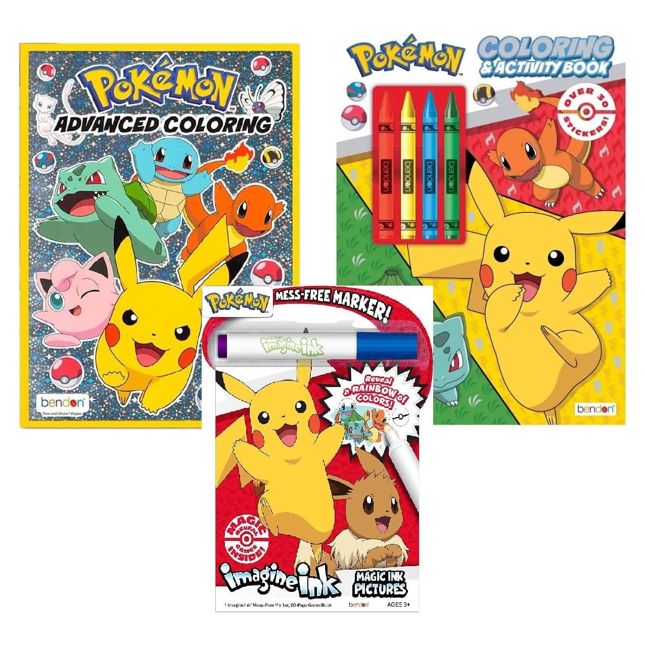 Libros para Colorear Pokémon - Paquete de 3 con Stickers
