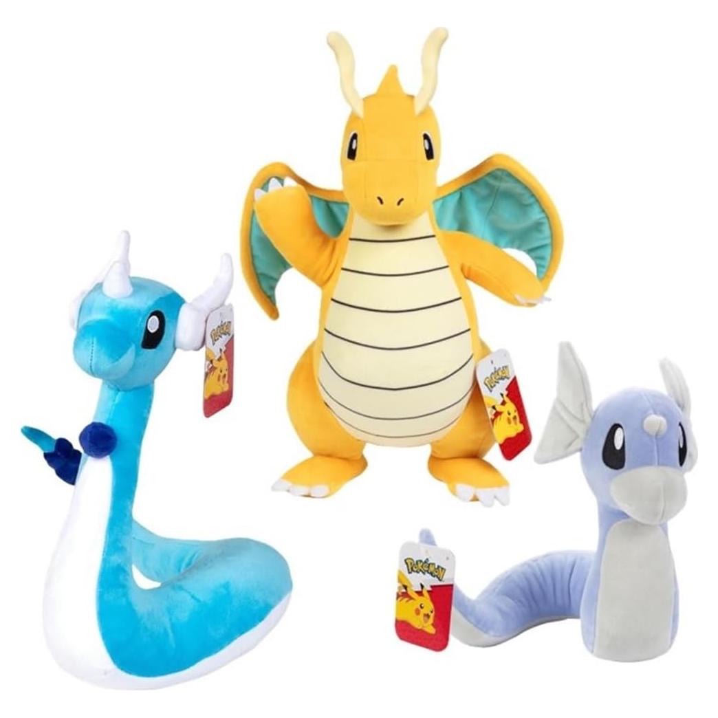 Set de Peluches Pokémon Dragonite, Dragonair y Dratini 3-Pack