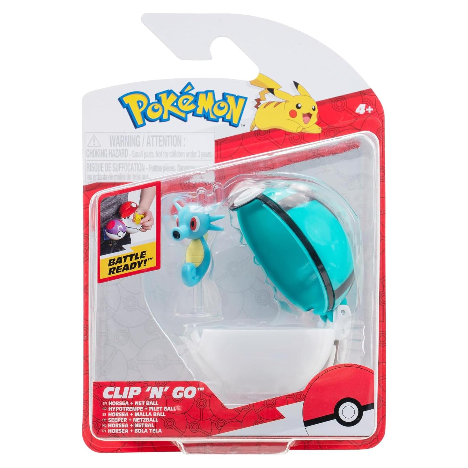 Pokémon Clip 'N' Go Horsea y Net Ball - Figura 5 cm