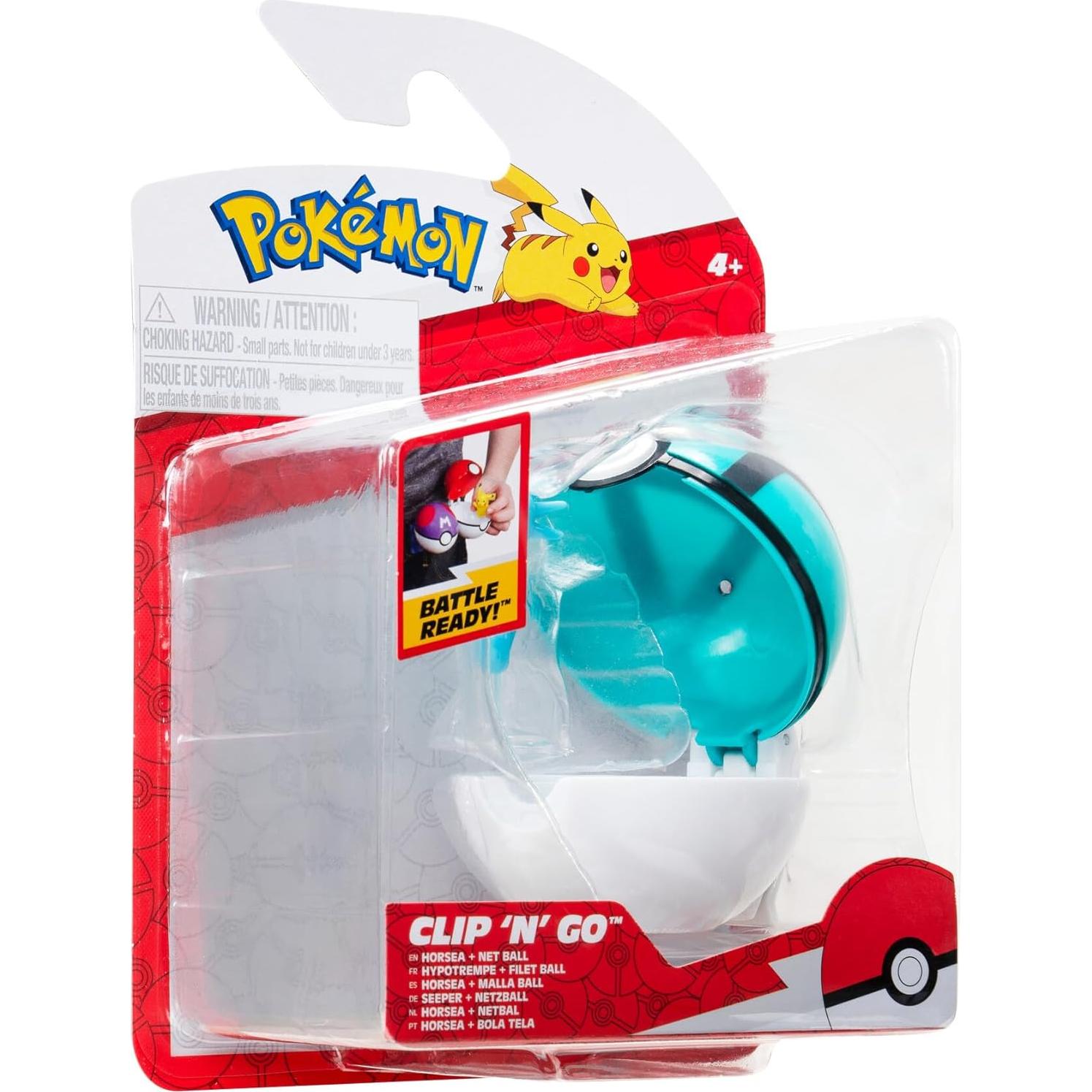 Pokémon Clip 'N' Go Horsea y Net Ball - Figura 5 cm