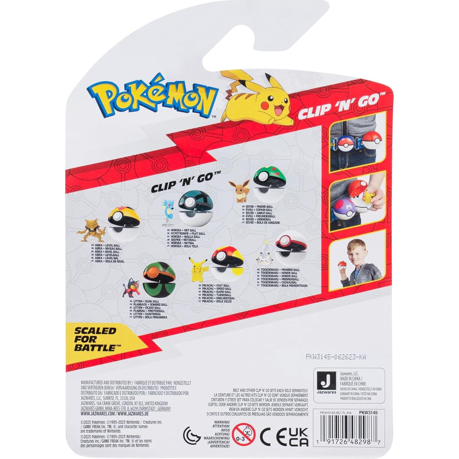 Pokémon Clip 'N' Go Horsea y Net Ball - Figura 5 cm