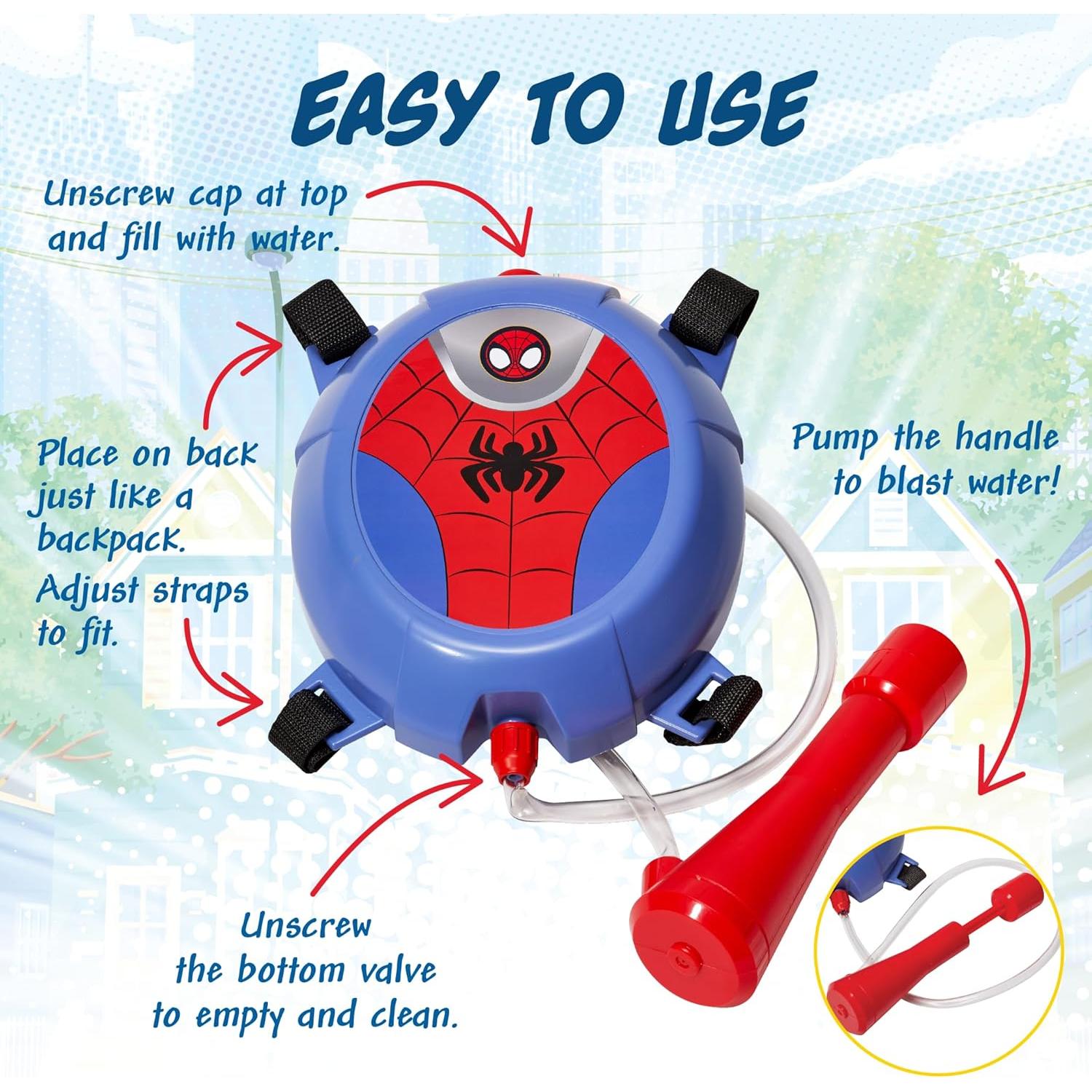 Mochila de Agua Spiderman 975ml Lanzador para Niños