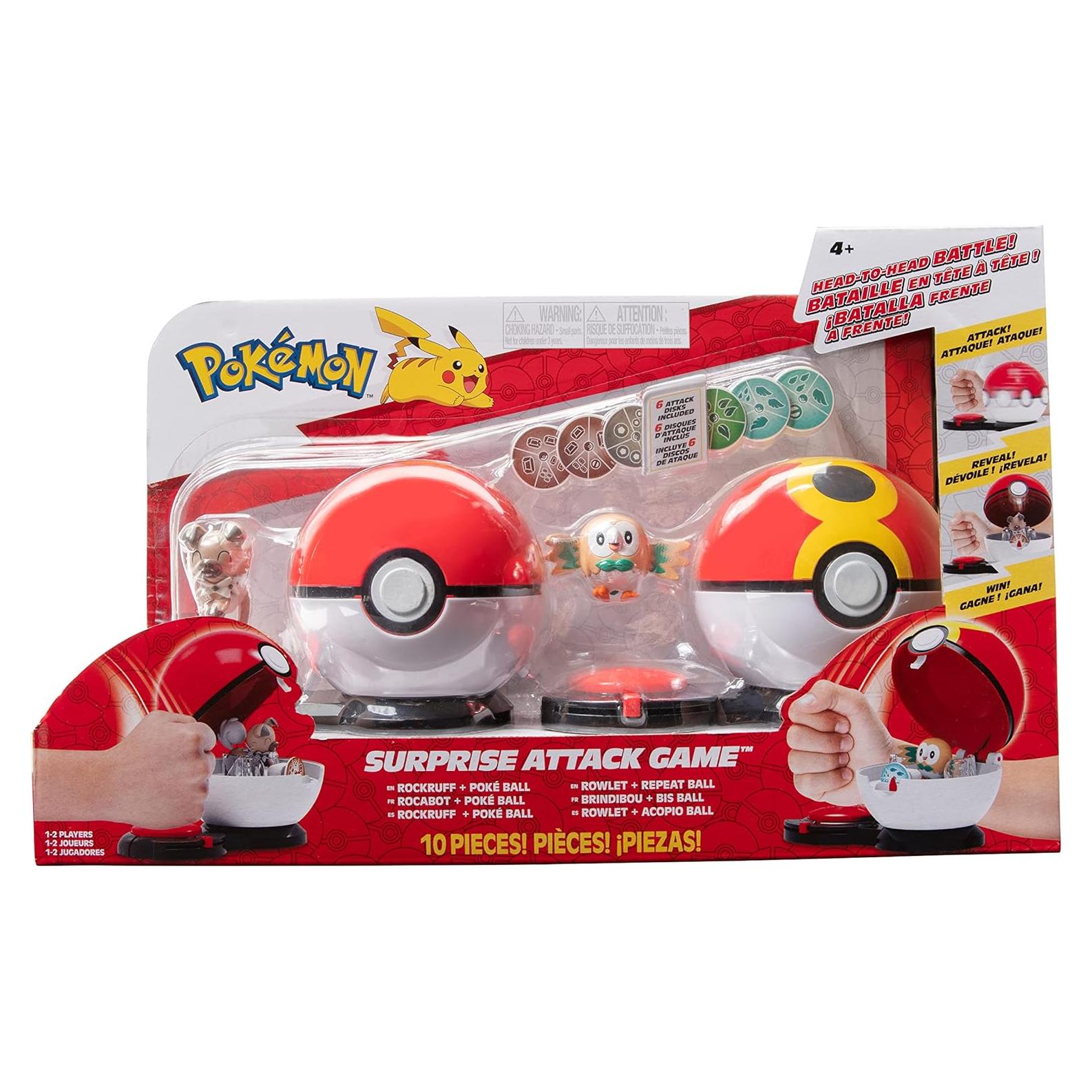 Juego de Ataque Sorpresa Pokémon Jazwares Rowlet vs Rockruff