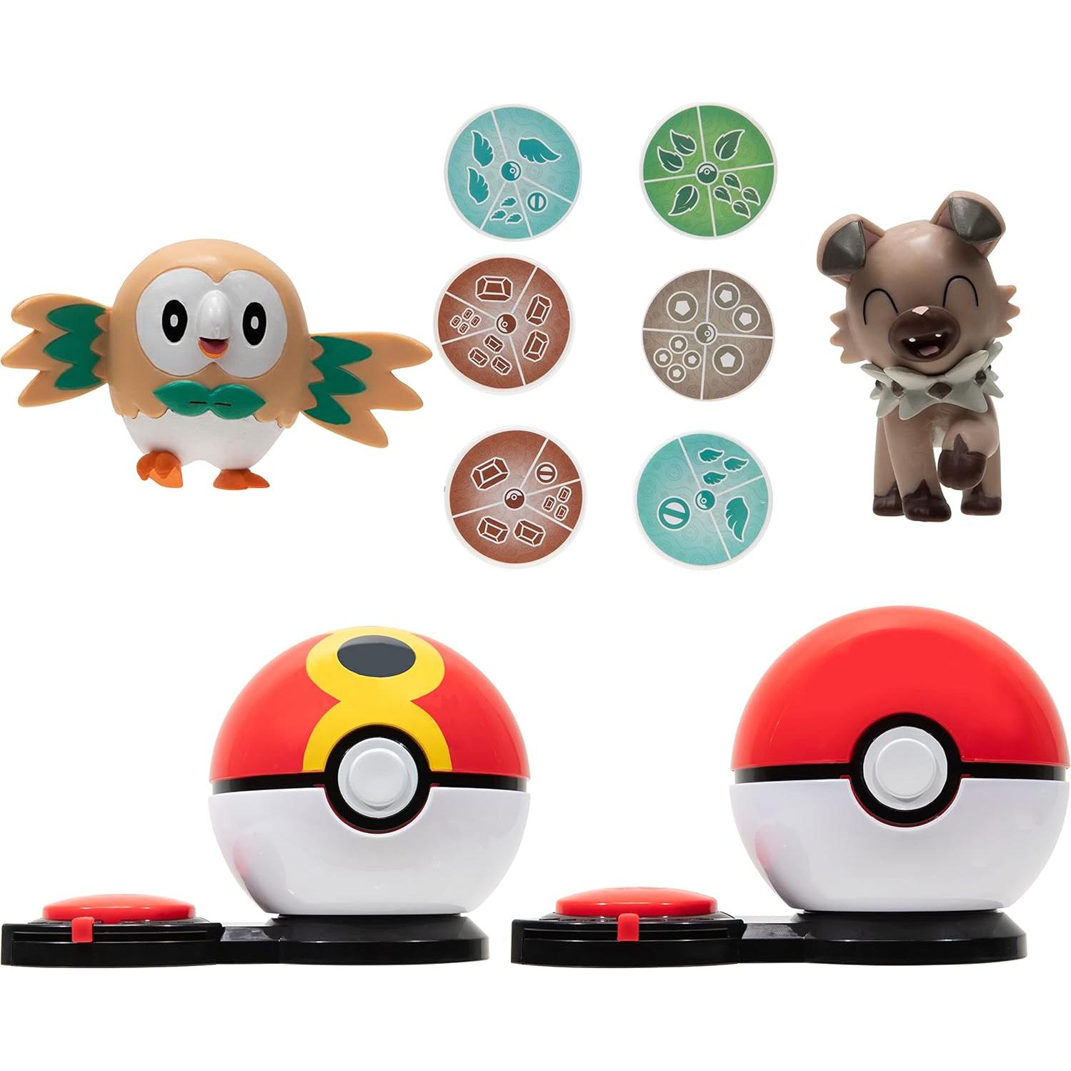 Juego de Ataque Sorpresa Pokémon Jazwares Rowlet vs Rockruff