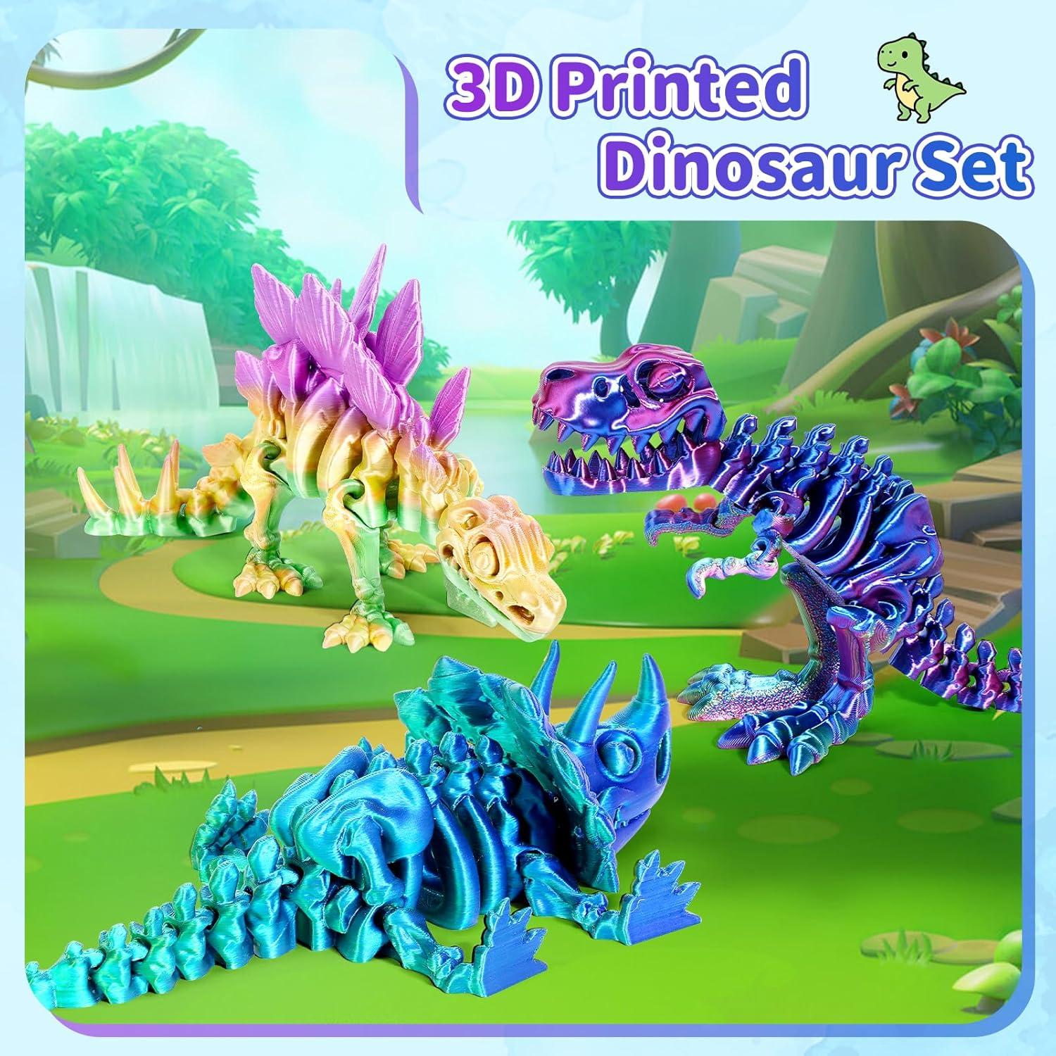 Set de Juguetes de Dinosaurios 3D SHUWND - Triceratops, T-Rex, Estegosaurio