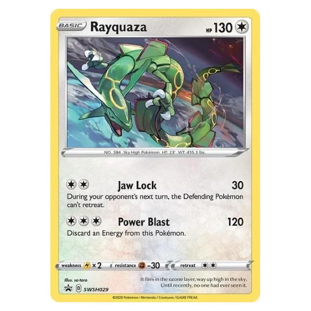 Tarjeta Pokémon Rayquaza SWSH029 Holo Cósmico 2019