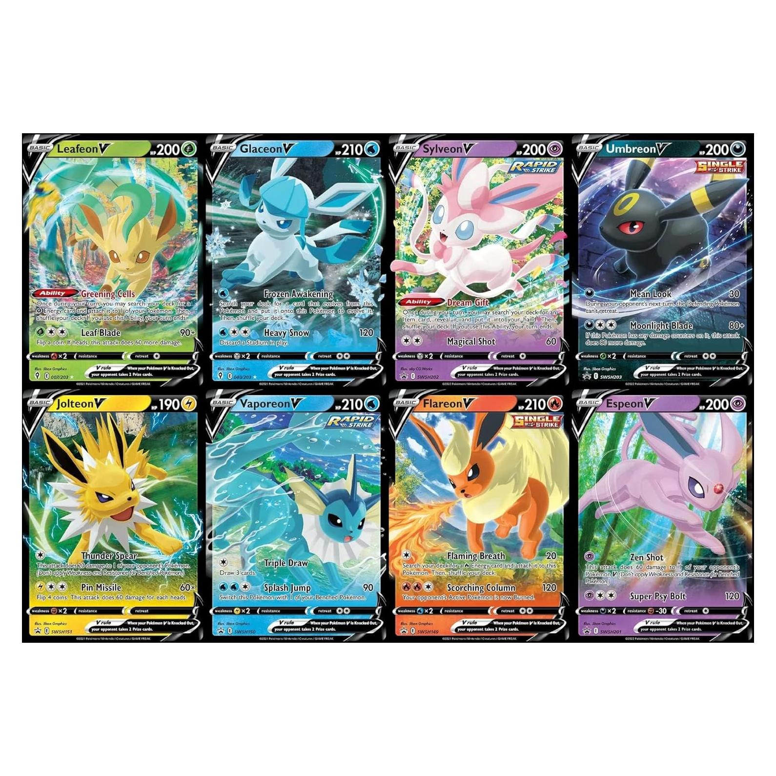 Colección 8 Cartas Ultra Rare Eeveelutions Pokémon