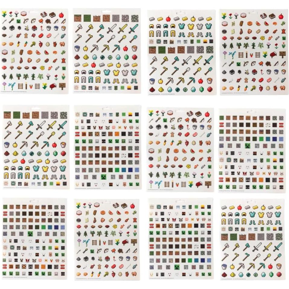 Stickers de Minecraft para Niños - Set 14 Hojas + 1200 Stickers