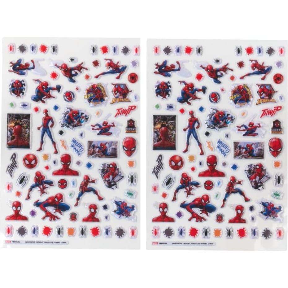 Stickers Spiderman Marvel 14 Hojas + 1200 Stickers Puffy