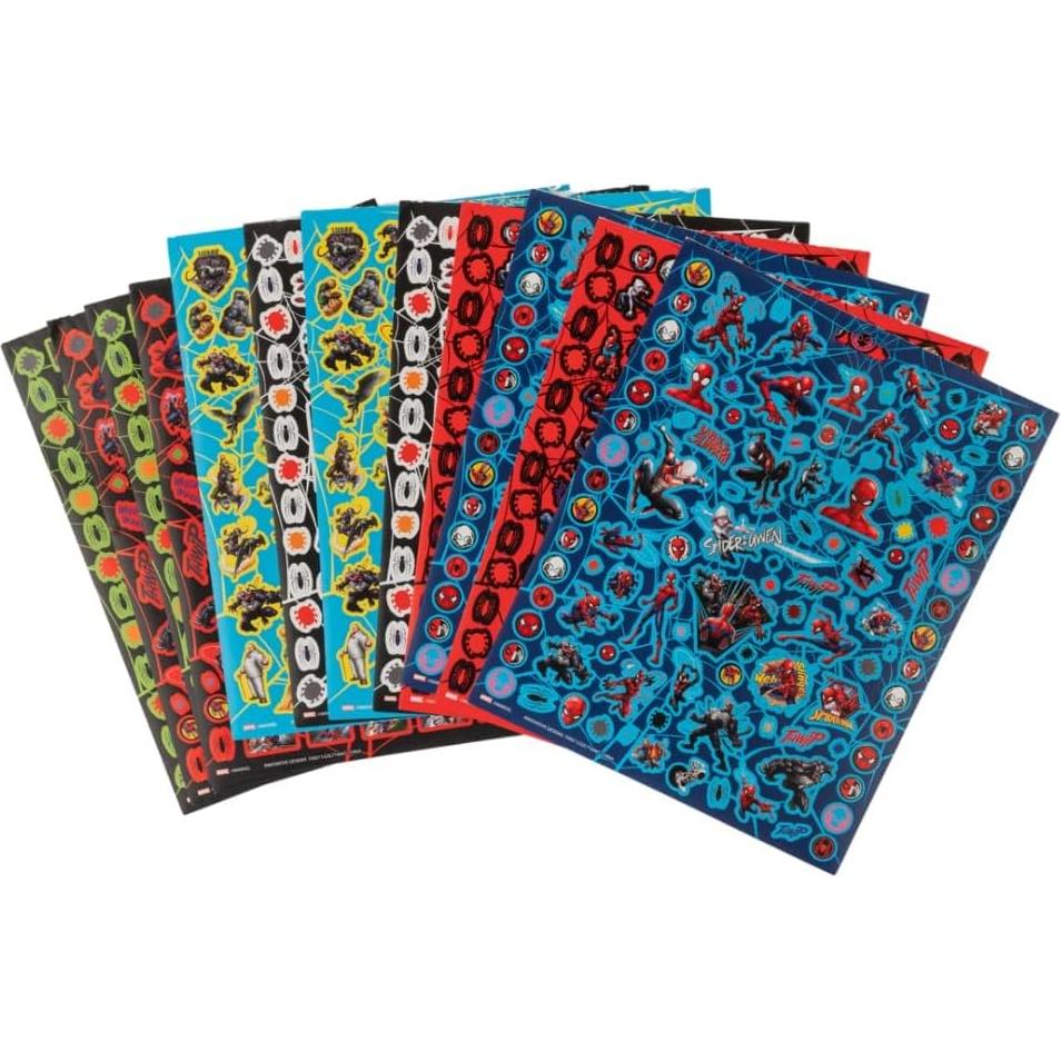 Stickers Spiderman Marvel 14 Hojas + 1200 Stickers Puffy