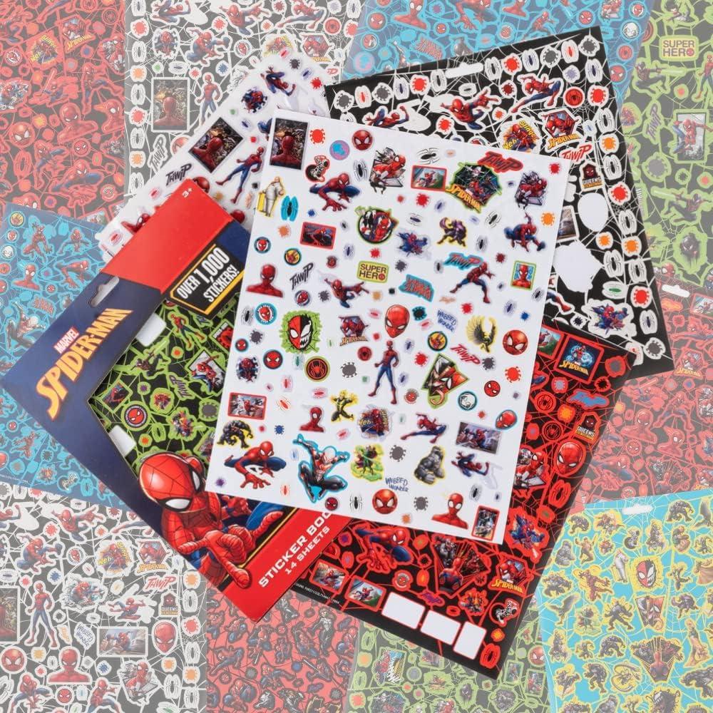 Stickers Spiderman Marvel 14 Hojas + 1200 Stickers Puffy