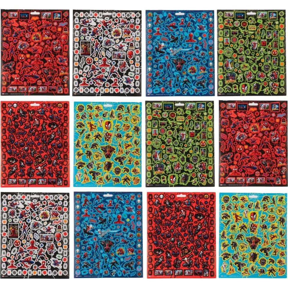 Stickers Spiderman Marvel 14 Hojas + 1200 Stickers Puffy