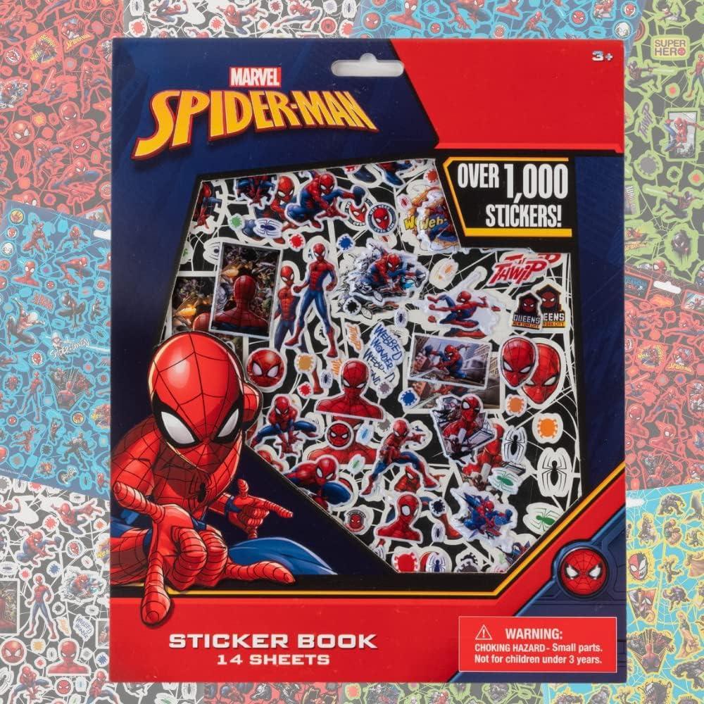 Stickers Spiderman Marvel 14 Hojas + 1200 Stickers Puffy