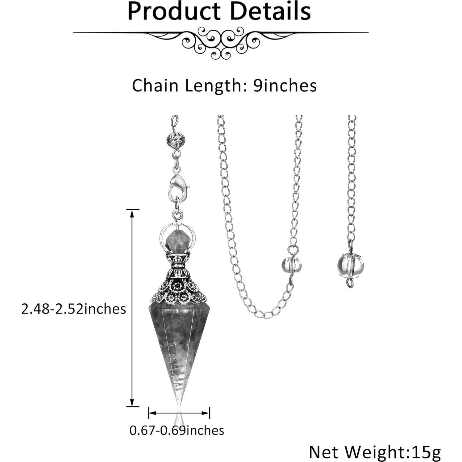 Péndulo de Cristal Sanador JOVIVI 7 Chakras con Cadena