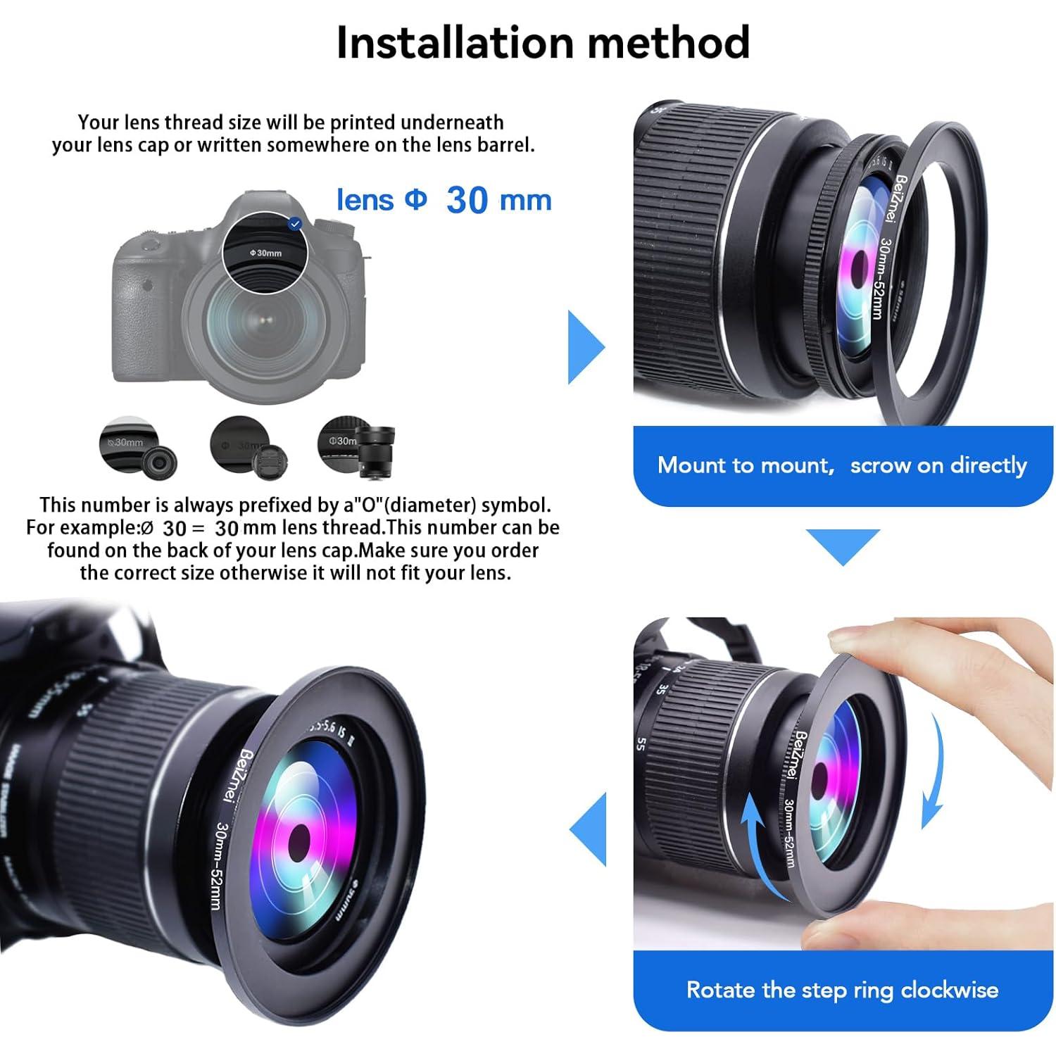Anillo Adaptador de Filtros BeiZmei 30mm a 52mm CNC