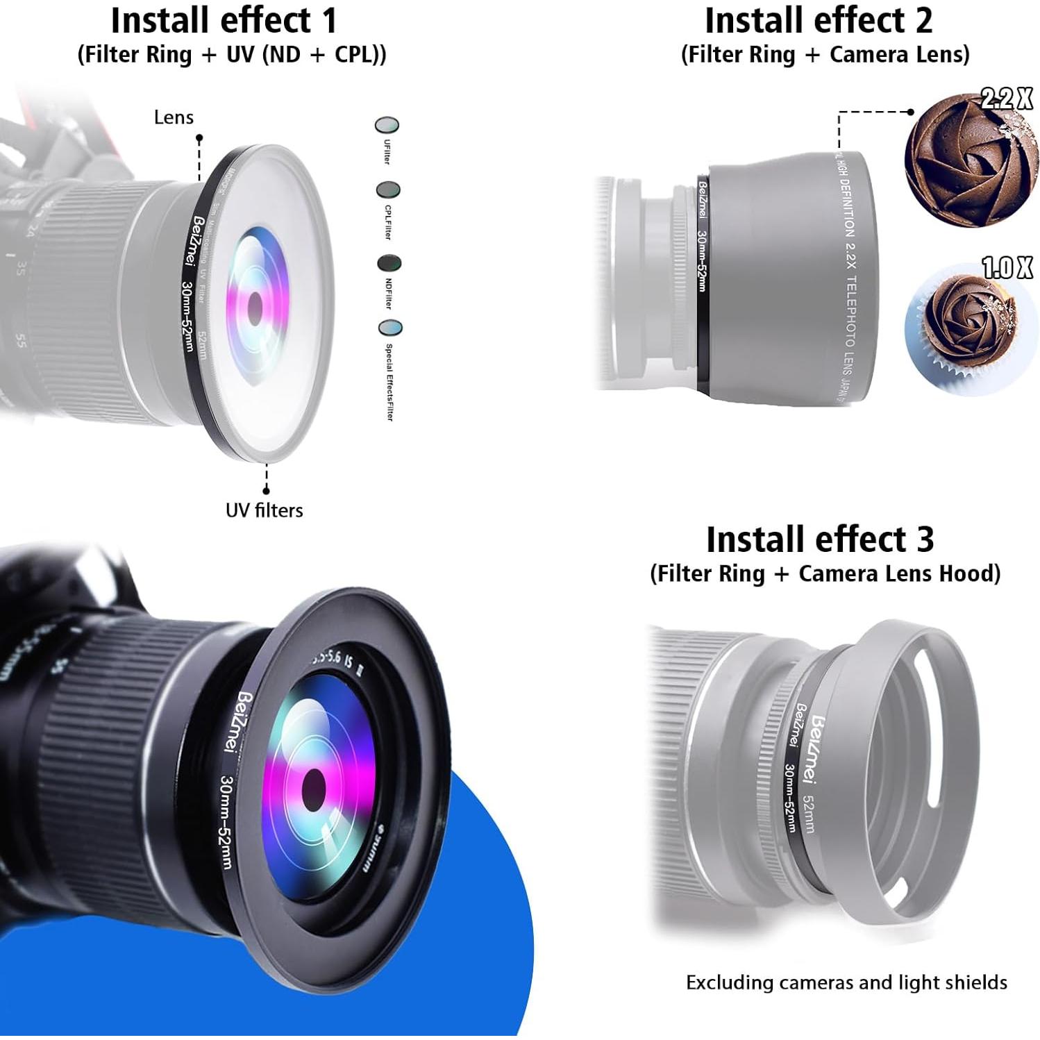 Anillo Adaptador de Filtros BeiZmei 30mm a 52mm CNC