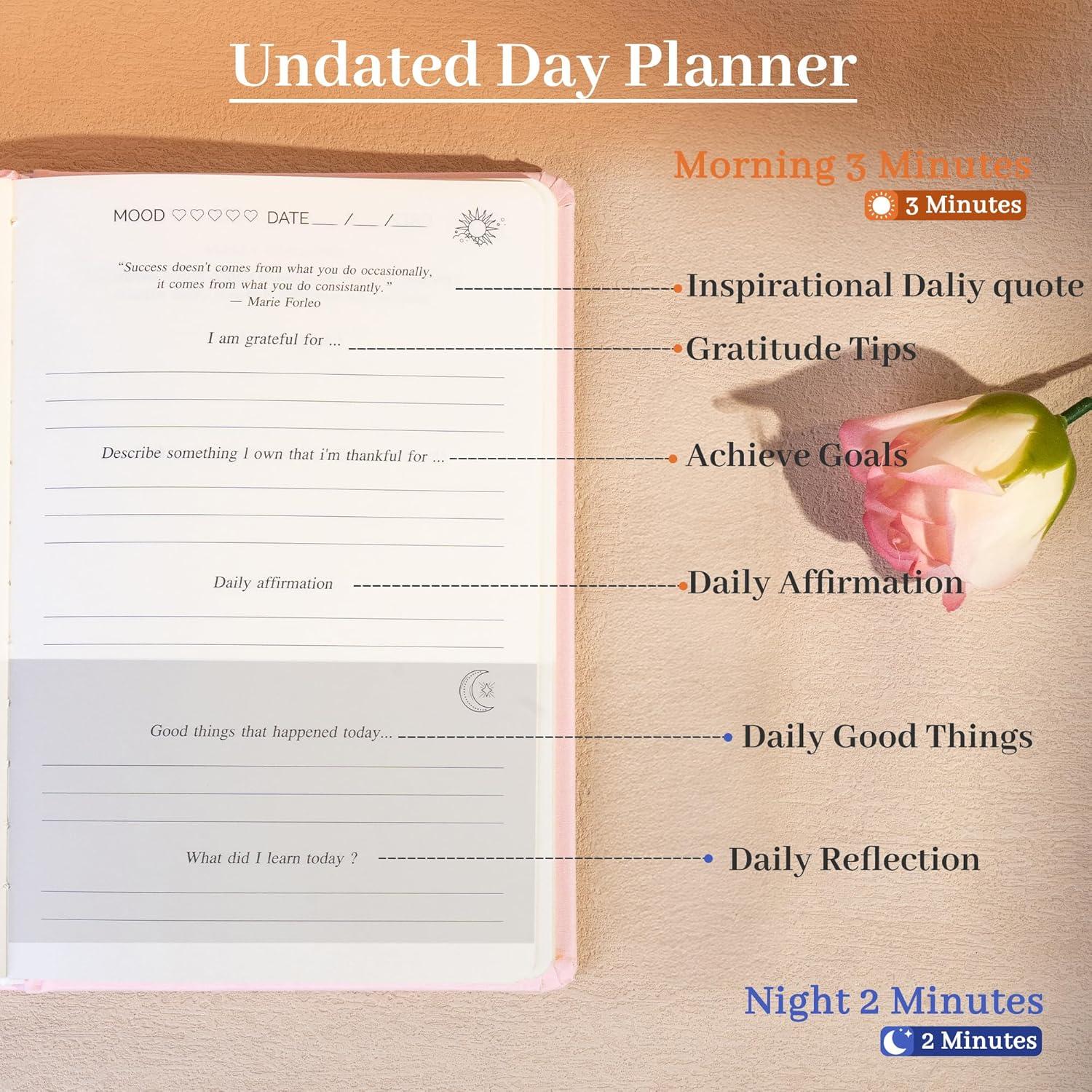 Diario de Gratitud Yoment Rosa - Cuidado Personal 21.6x14 cm