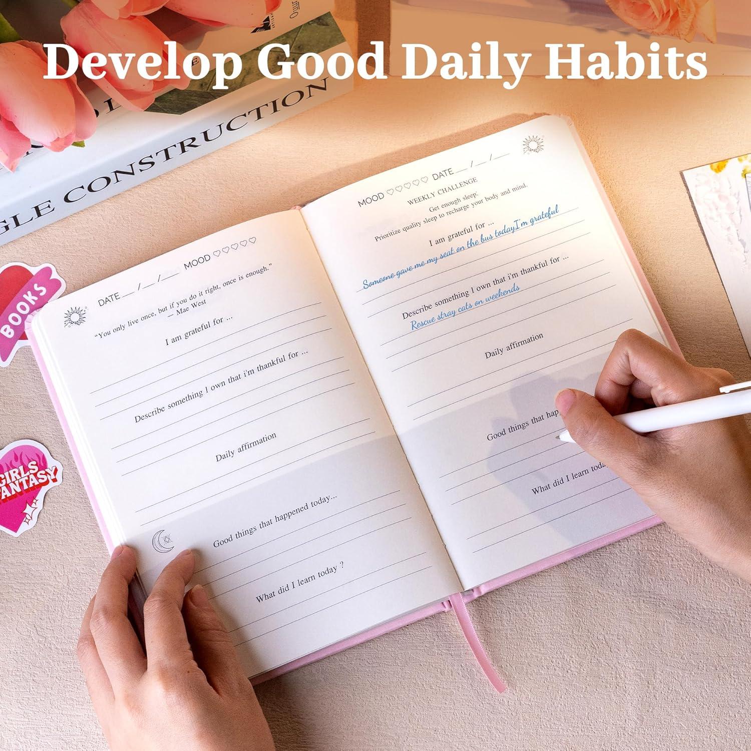 Diario de Gratitud Yoment Rosa - Cuidado Personal 21.6x14 cm