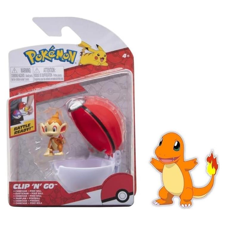Figura de Acción Pokémon Chimchar con Poké Ball Clip 'N' Go