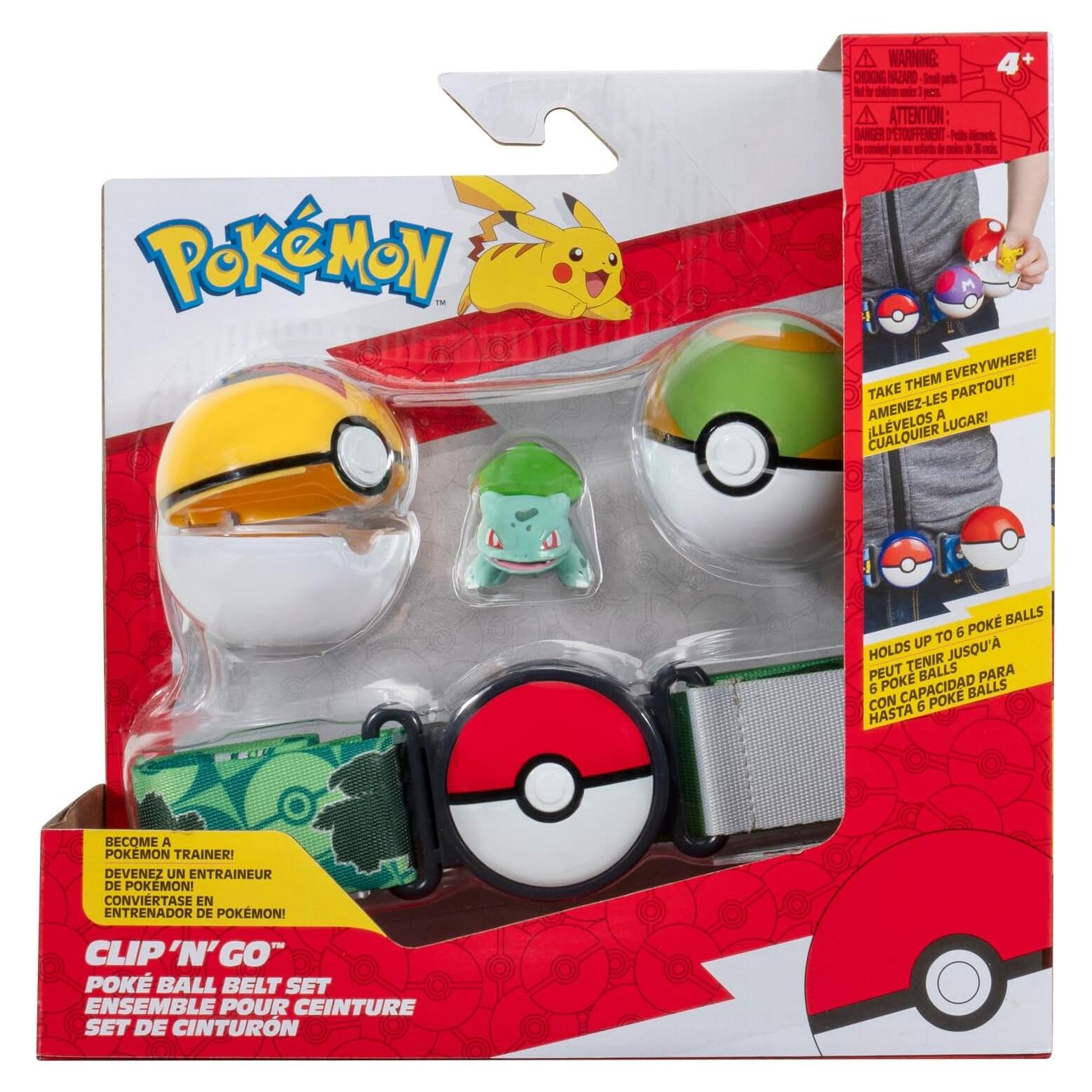 Conjunto Cinturón Clip 'N' Go Pokémon Bulbasaur con Poké Balls