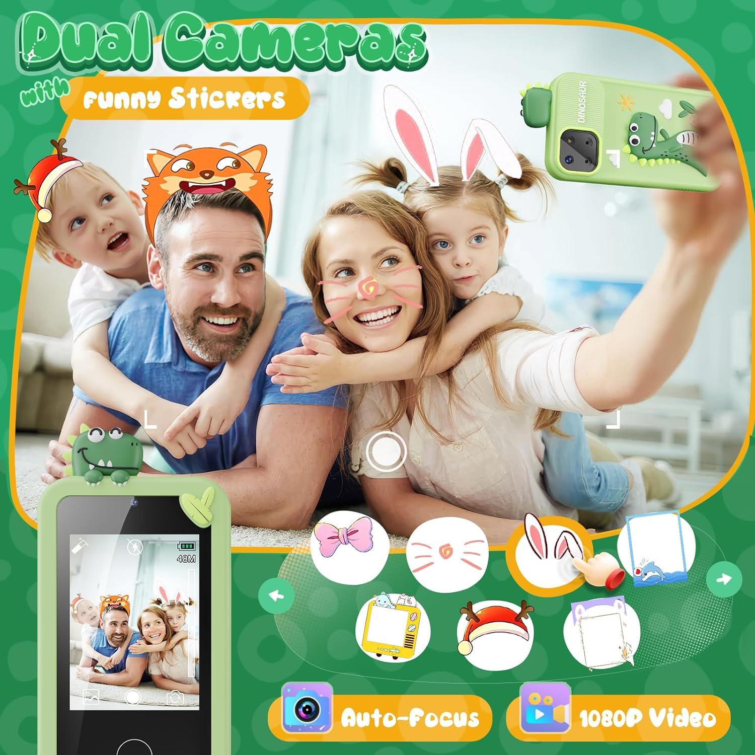 Teléfono Juguete Luyiilo Verde 2.8" Pantalla Táctil 16 Juegos