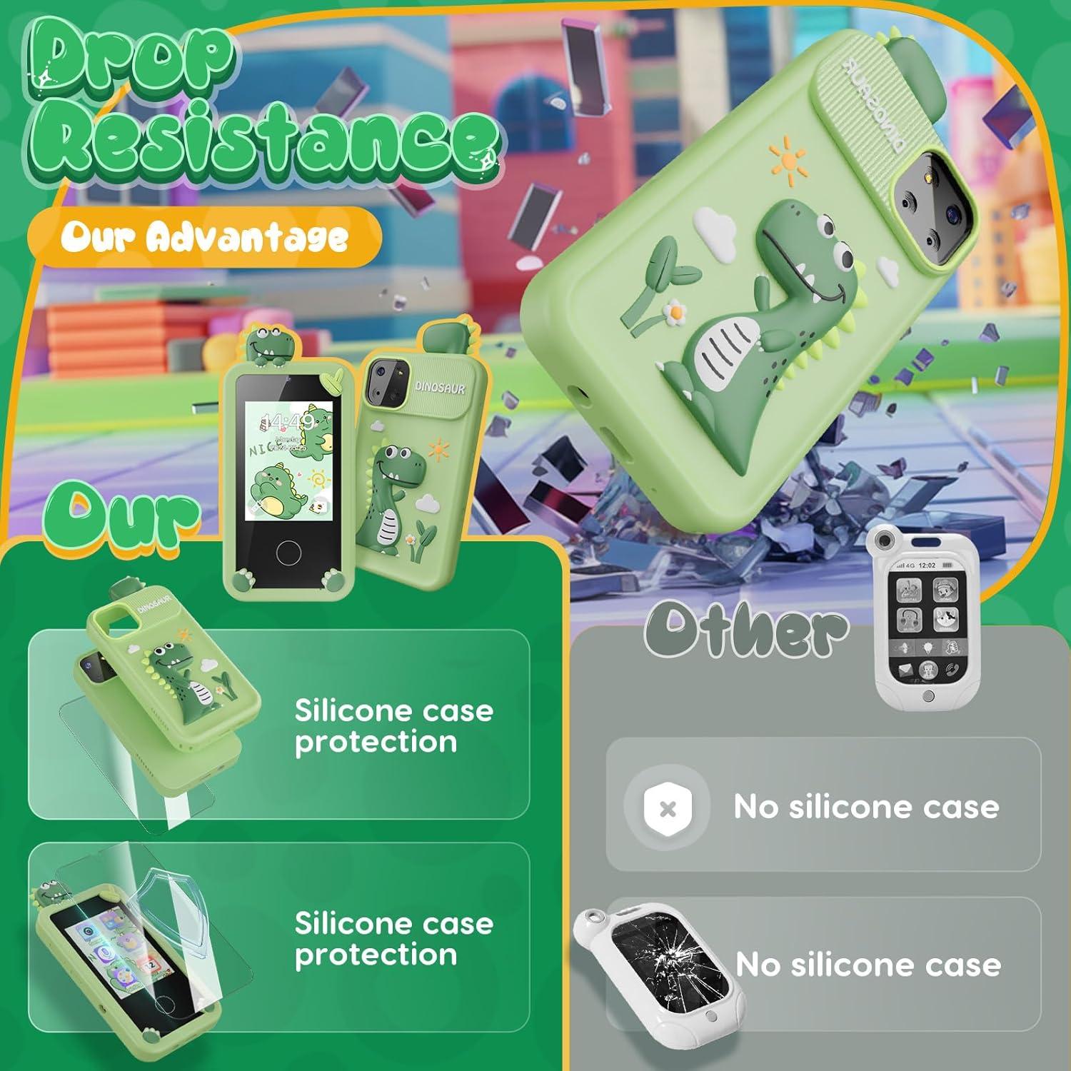 Teléfono Juguete Luyiilo Verde 2.8" Pantalla Táctil 16 Juegos