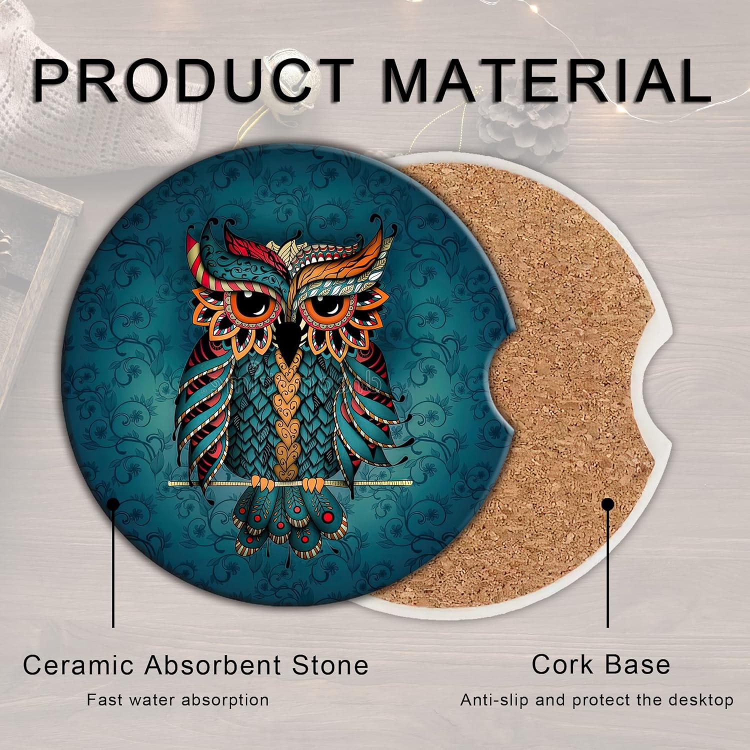 Posavasos de Coche BAMOWEY Floral Vintage 6.49 cm Absorbente