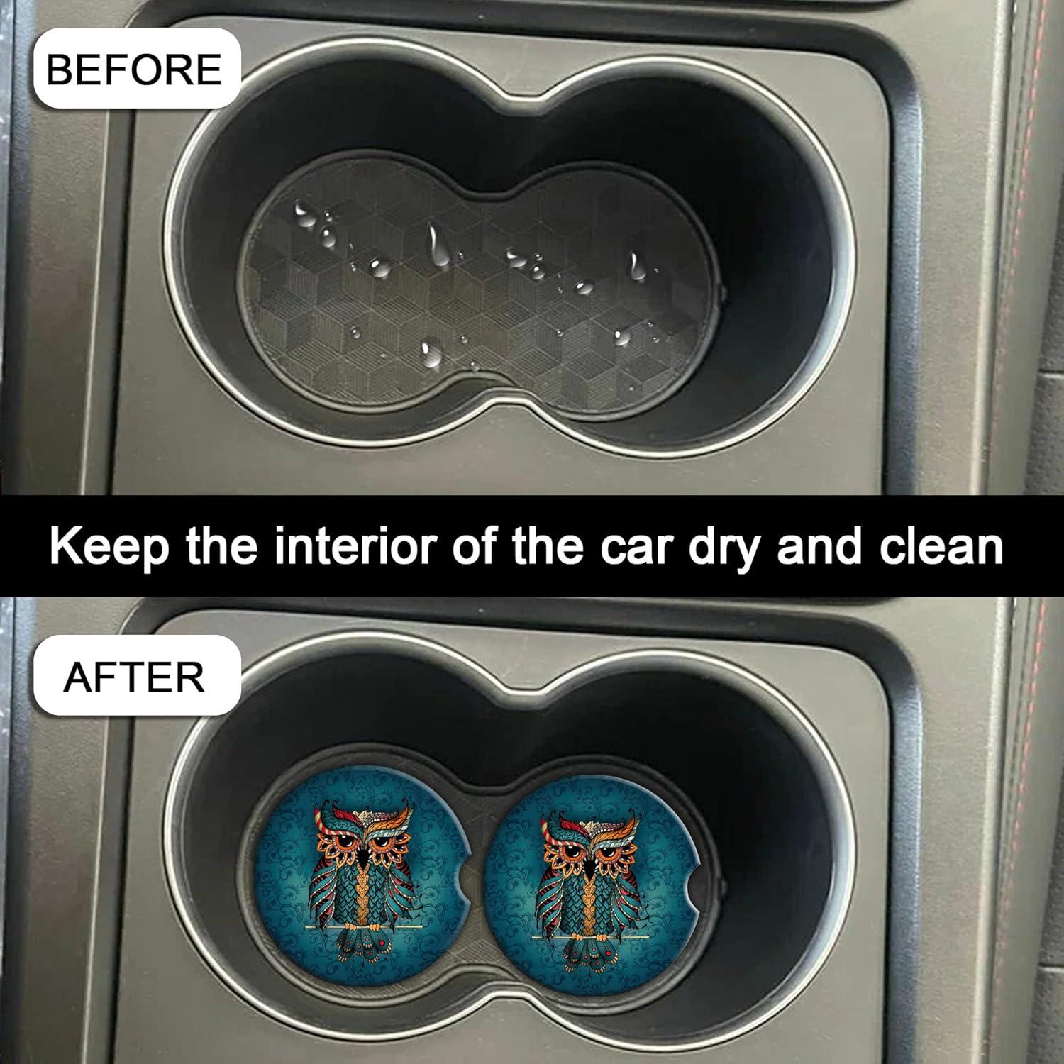 Posavasos de Coche BAMOWEY Floral Vintage 6.49 cm Absorbente