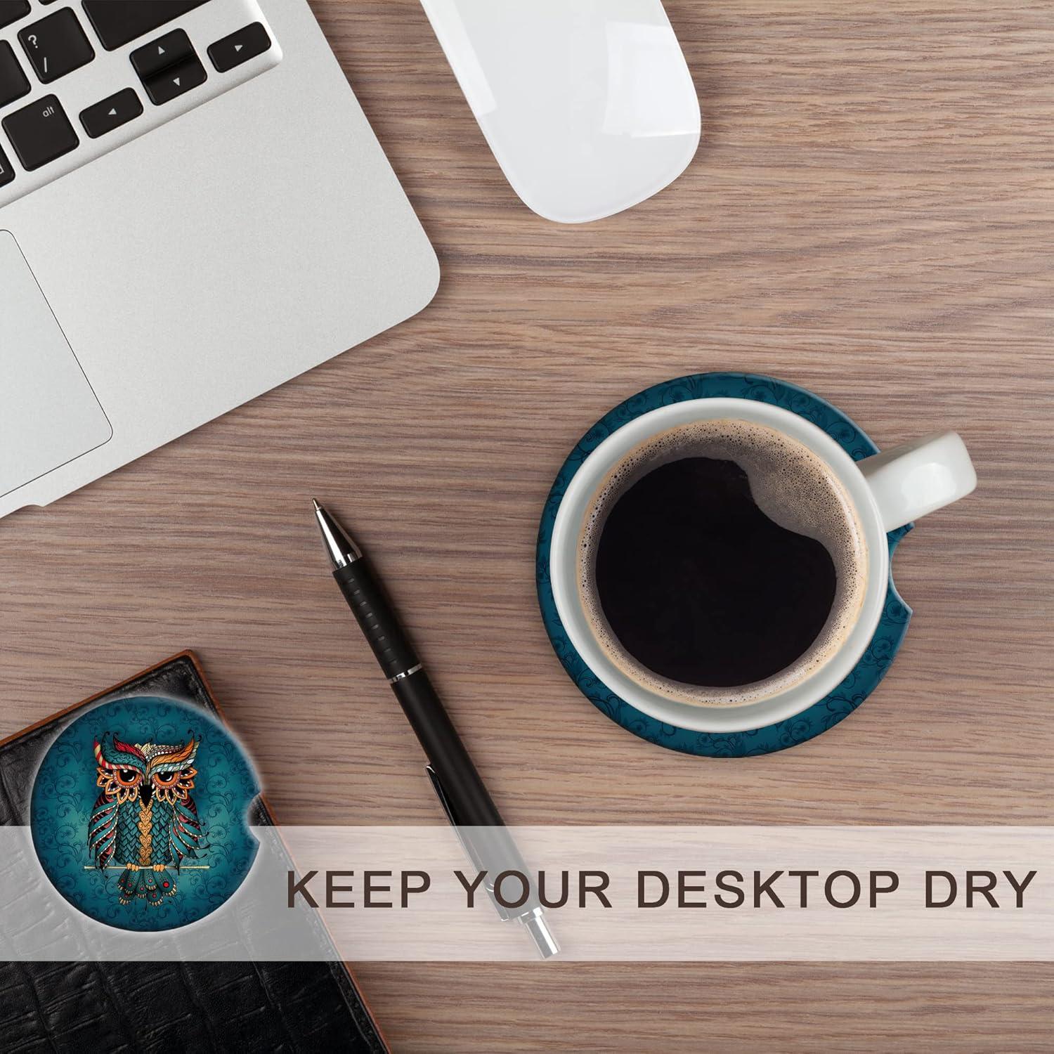 Posavasos de Coche BAMOWEY Floral Vintage 6.49 cm Absorbente