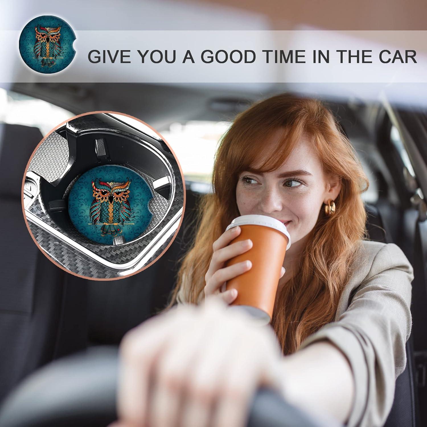 Posavasos de Coche BAMOWEY Floral Vintage 6.49 cm Absorbente