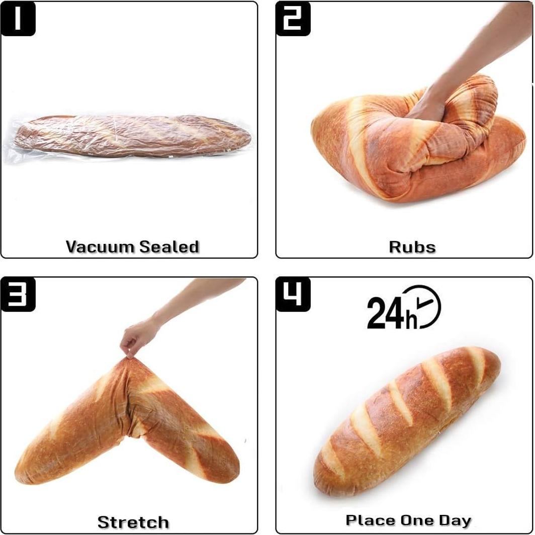 Almohada de Peluche Levenkeness Pan Tostado 80 cm Suave 3D