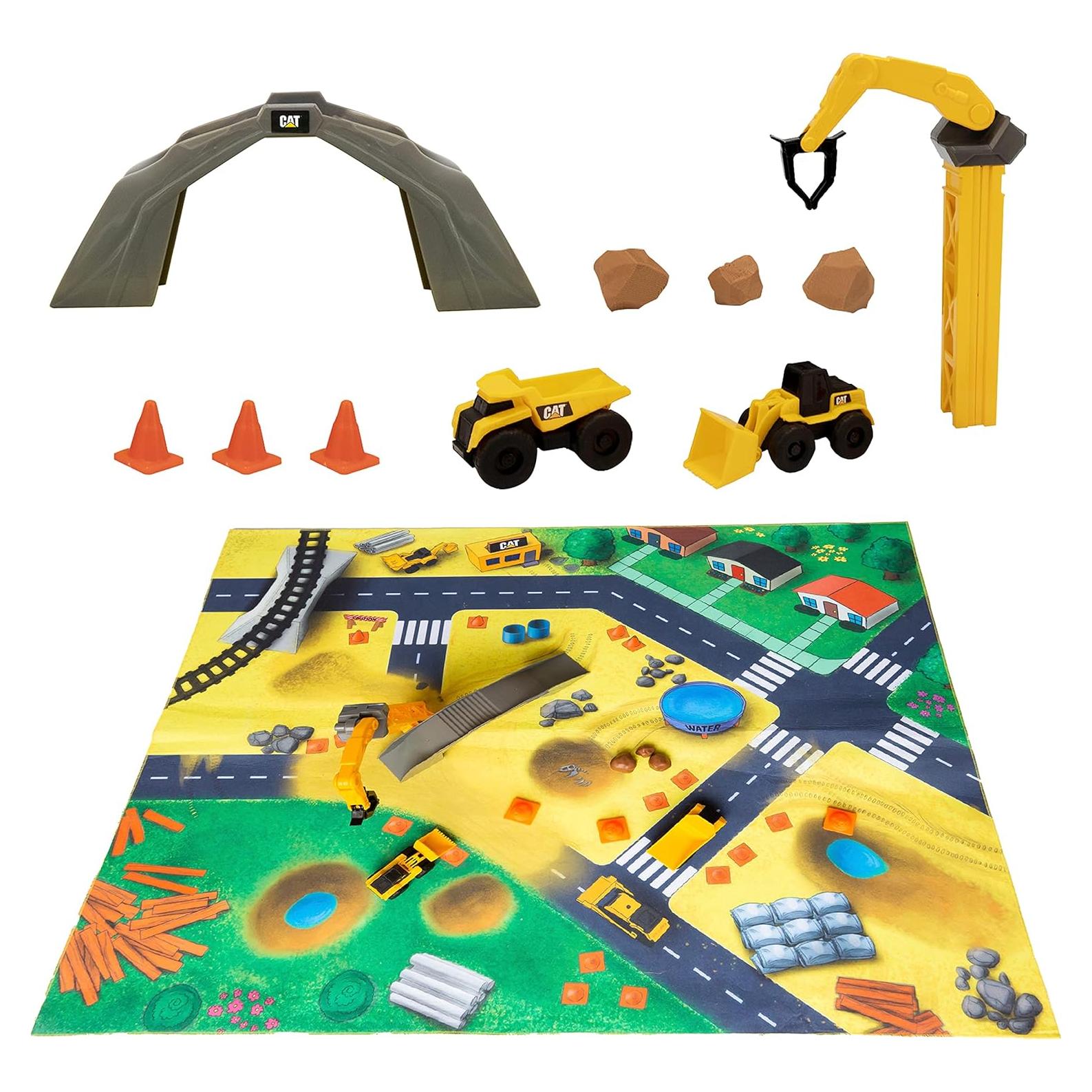 Alfombrilla de Juego CAT con Vehículos de Construcción
