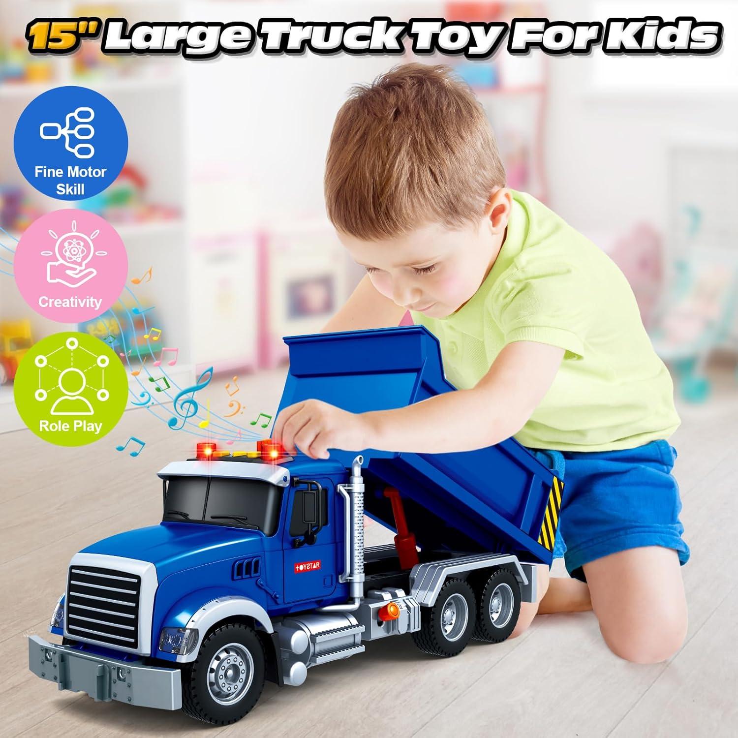 Camión Volquete Azul BSTOYDER con Luces y Sonidos 35 cm