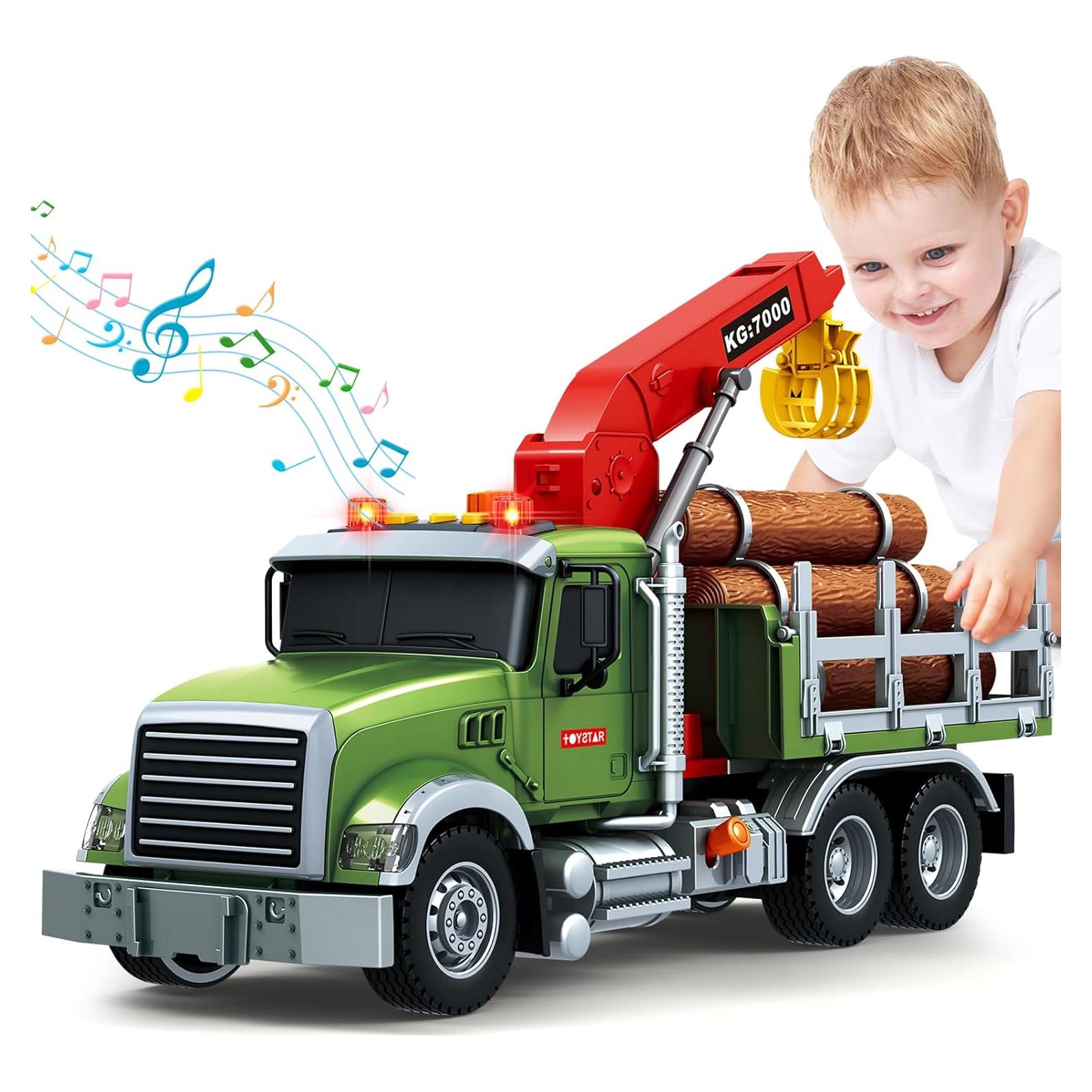 Camión de Madera de Granja BSTOYDER 38 cm con Grúa y Sonido