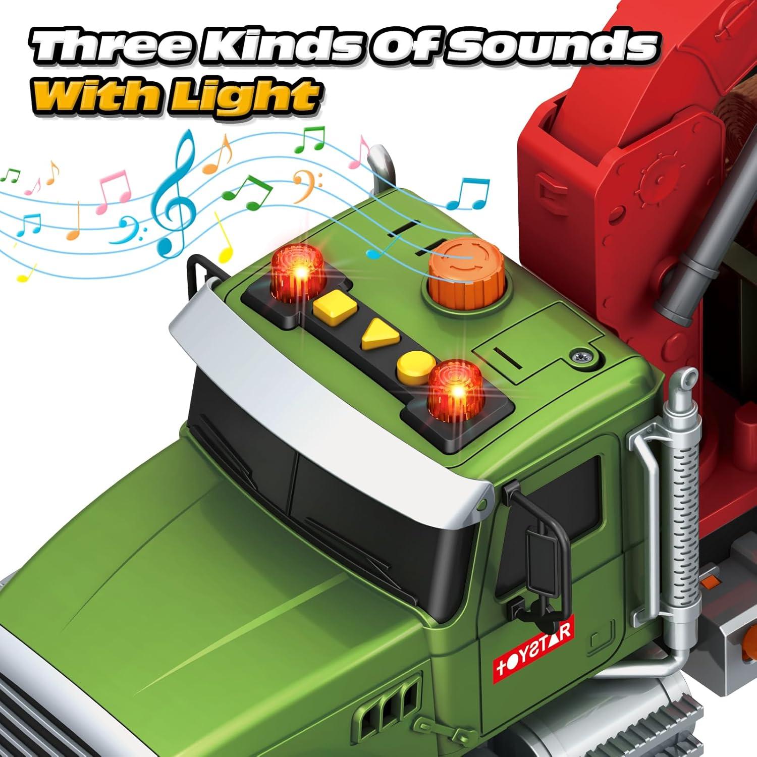 Camión de Madera de Granja BSTOYDER 38 cm con Grúa y Sonido