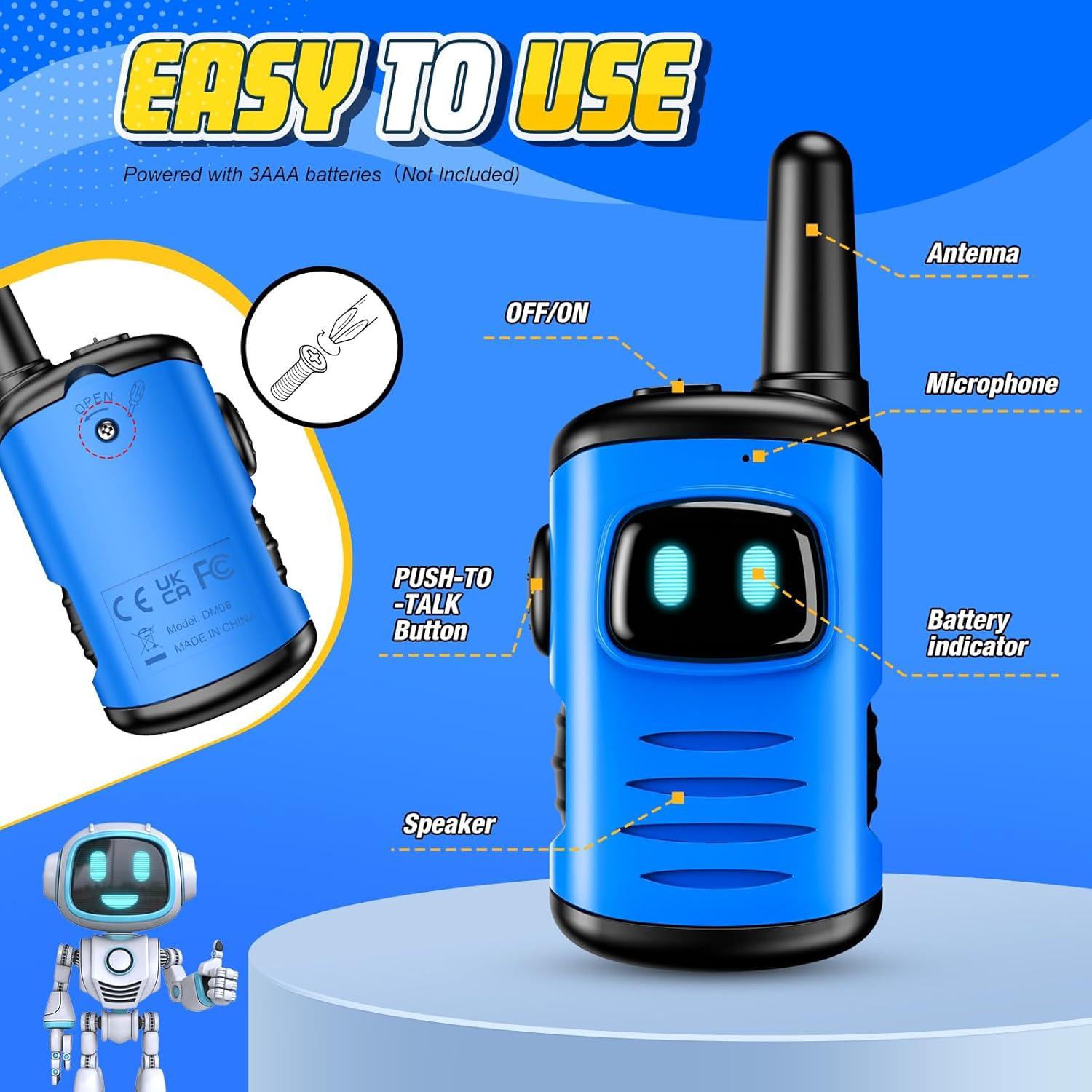 Walkie Talkies para Niños comedyfun 2 Paquete Azul 3-8 Años