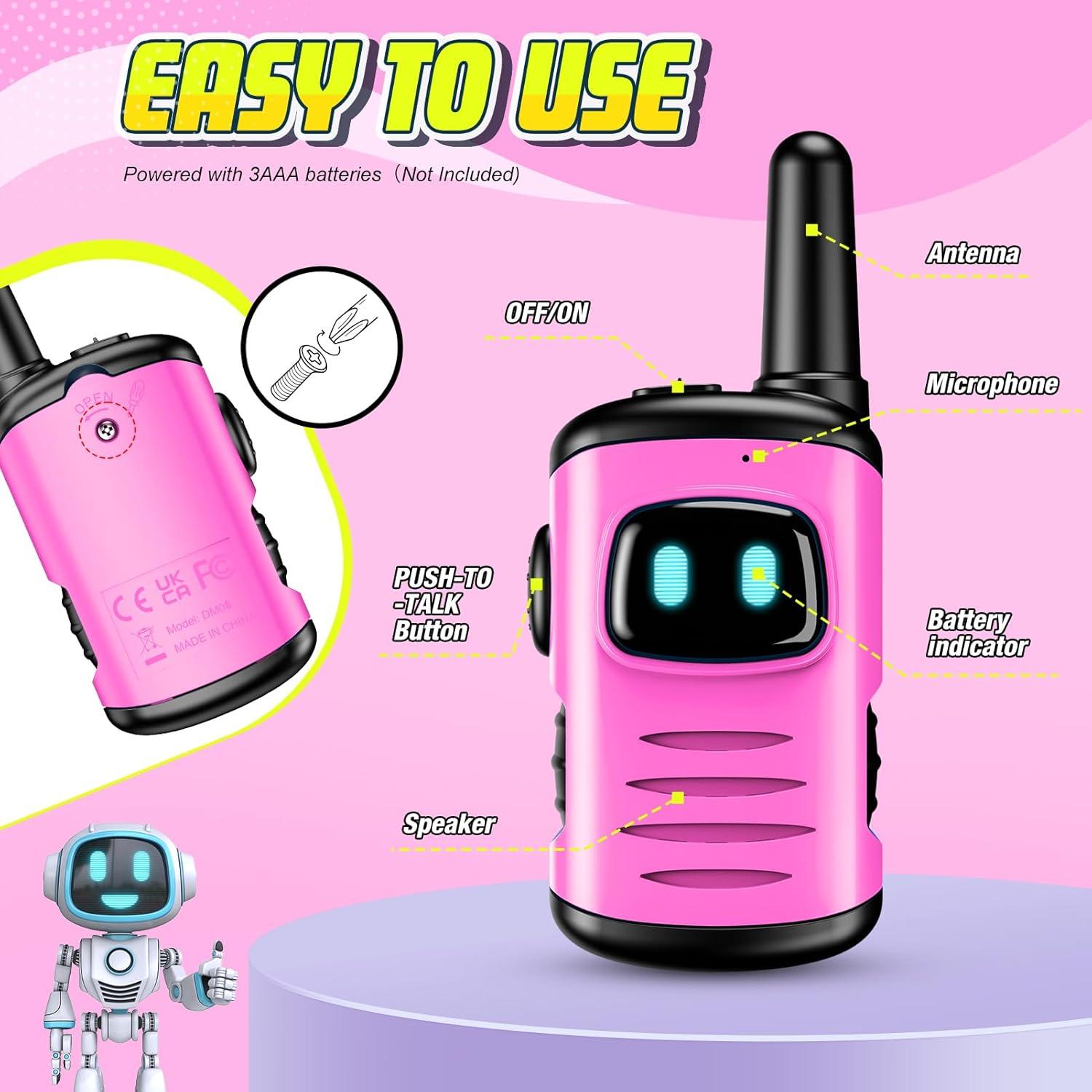 Walkie Talkies Mini Robots comedyfun 2 Paquete Rosa Claro