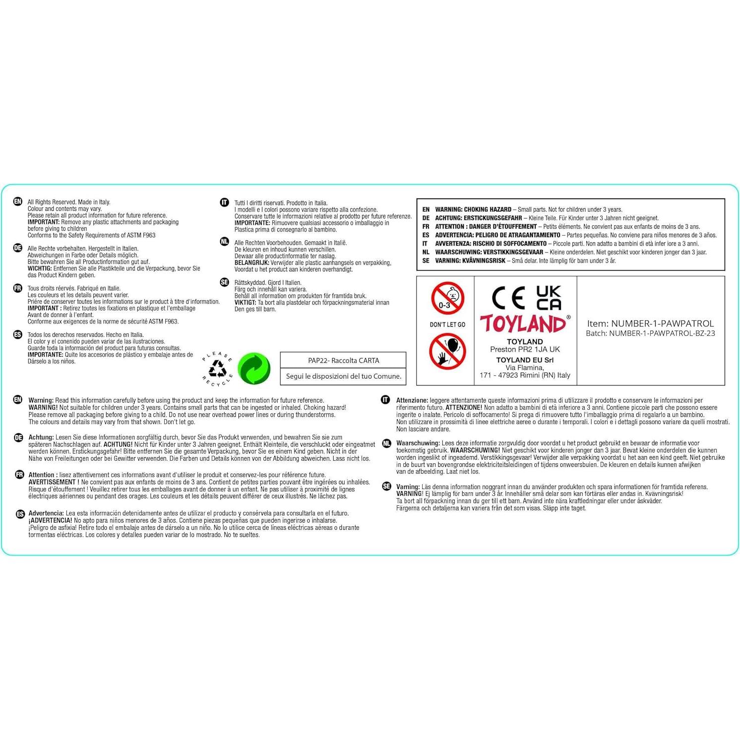 Globo de Aluminio Toyland® Paw Patrol Número 1 - 66 cm