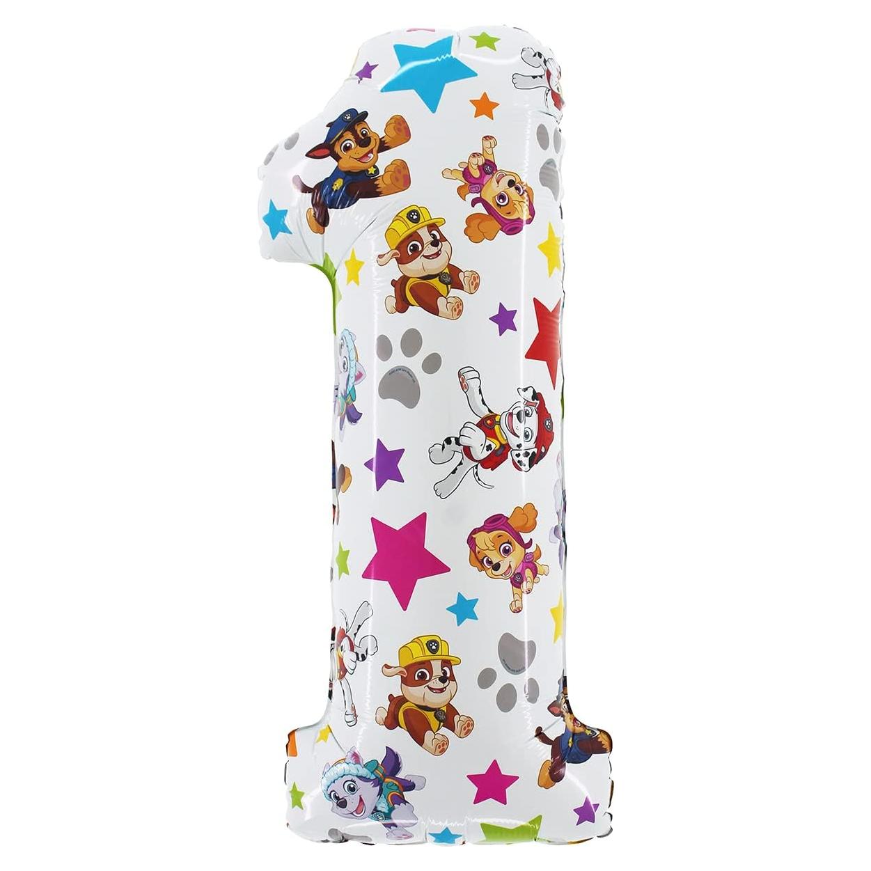Globo de Aluminio Toyland® Número 1 Paw Patrol 66 cm