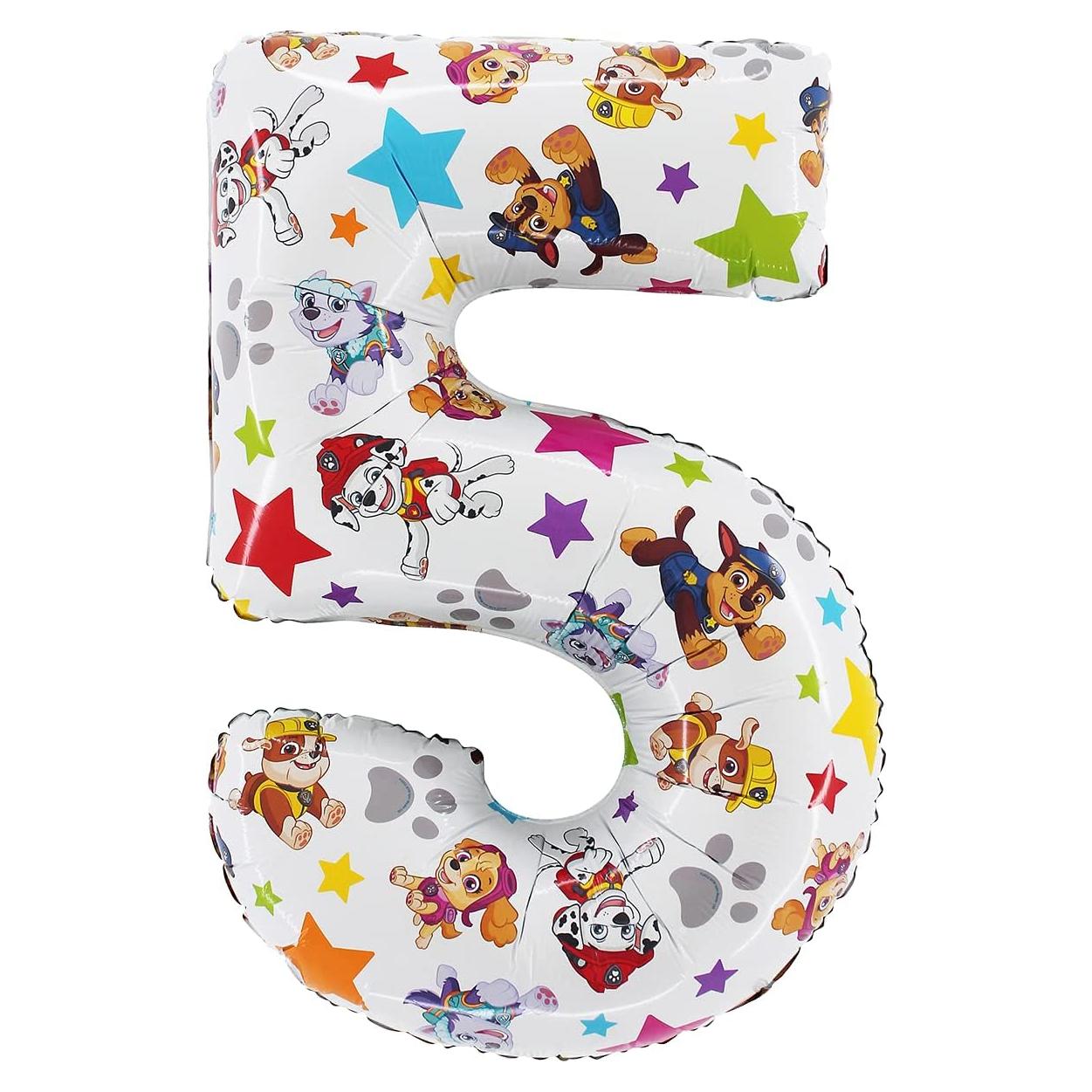 Globo de Aluminio Toyland® Paw Patrol Número 5 66 cm