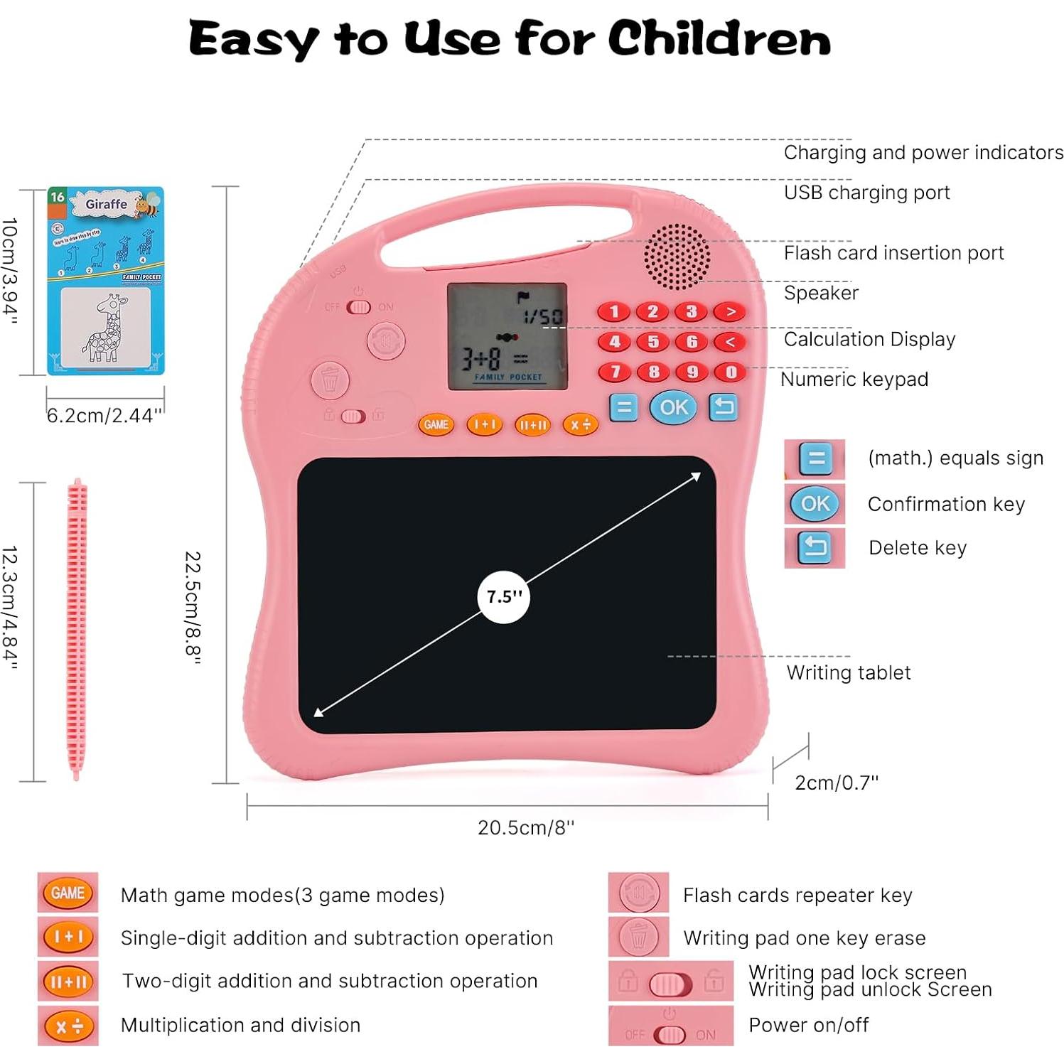 Juguete Educativo ANTUMKDS Tableta de Aprendizaje Rosa 3 en 1