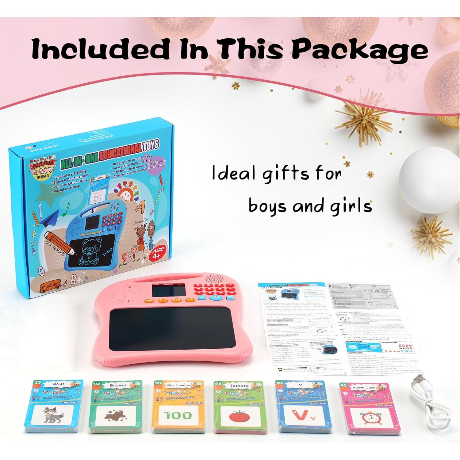 Juguete Educativo ANTUMKDS Tableta de Aprendizaje Rosa 3 en 1