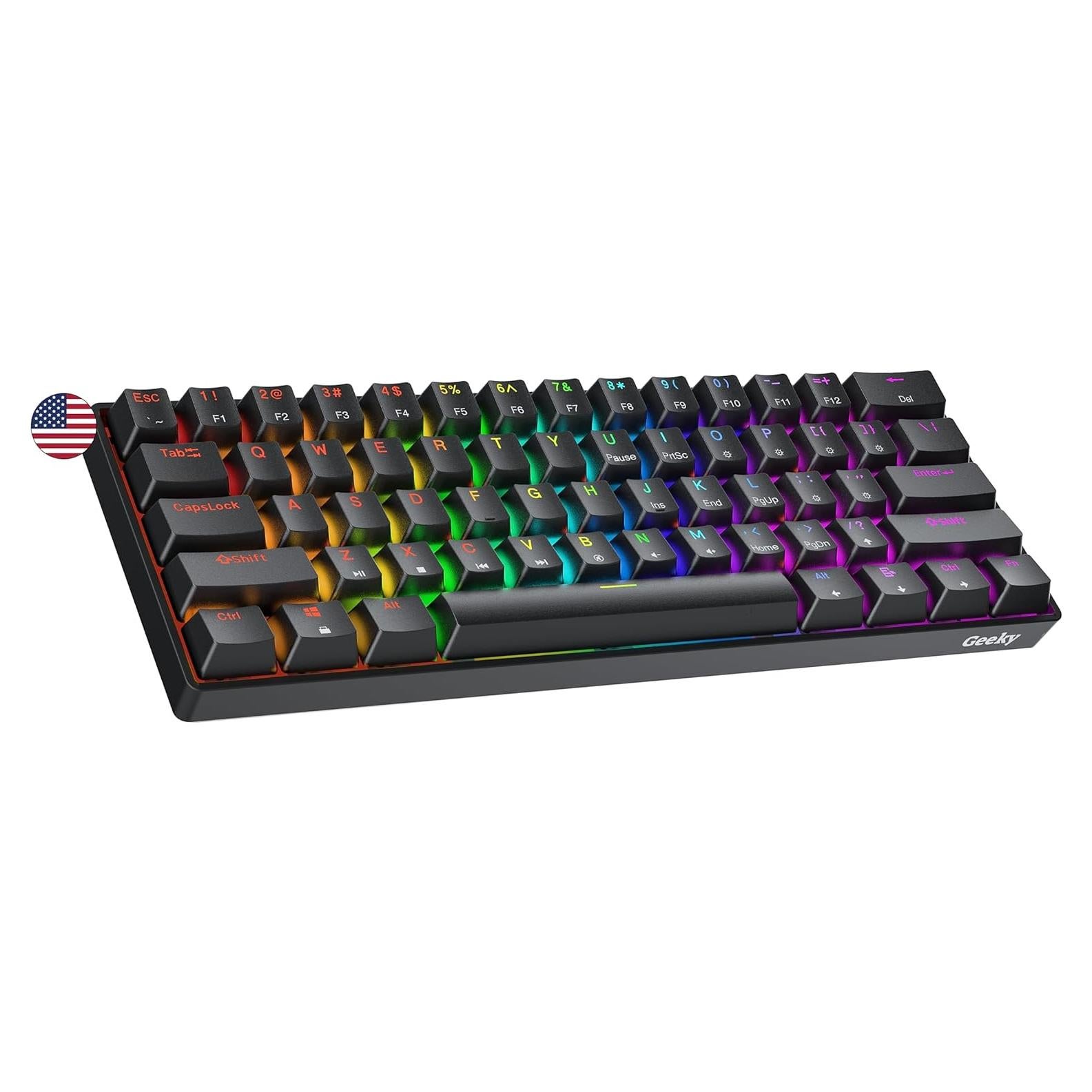 Teclado Mecánico Geeky GK61 60% RGB Intercambiable